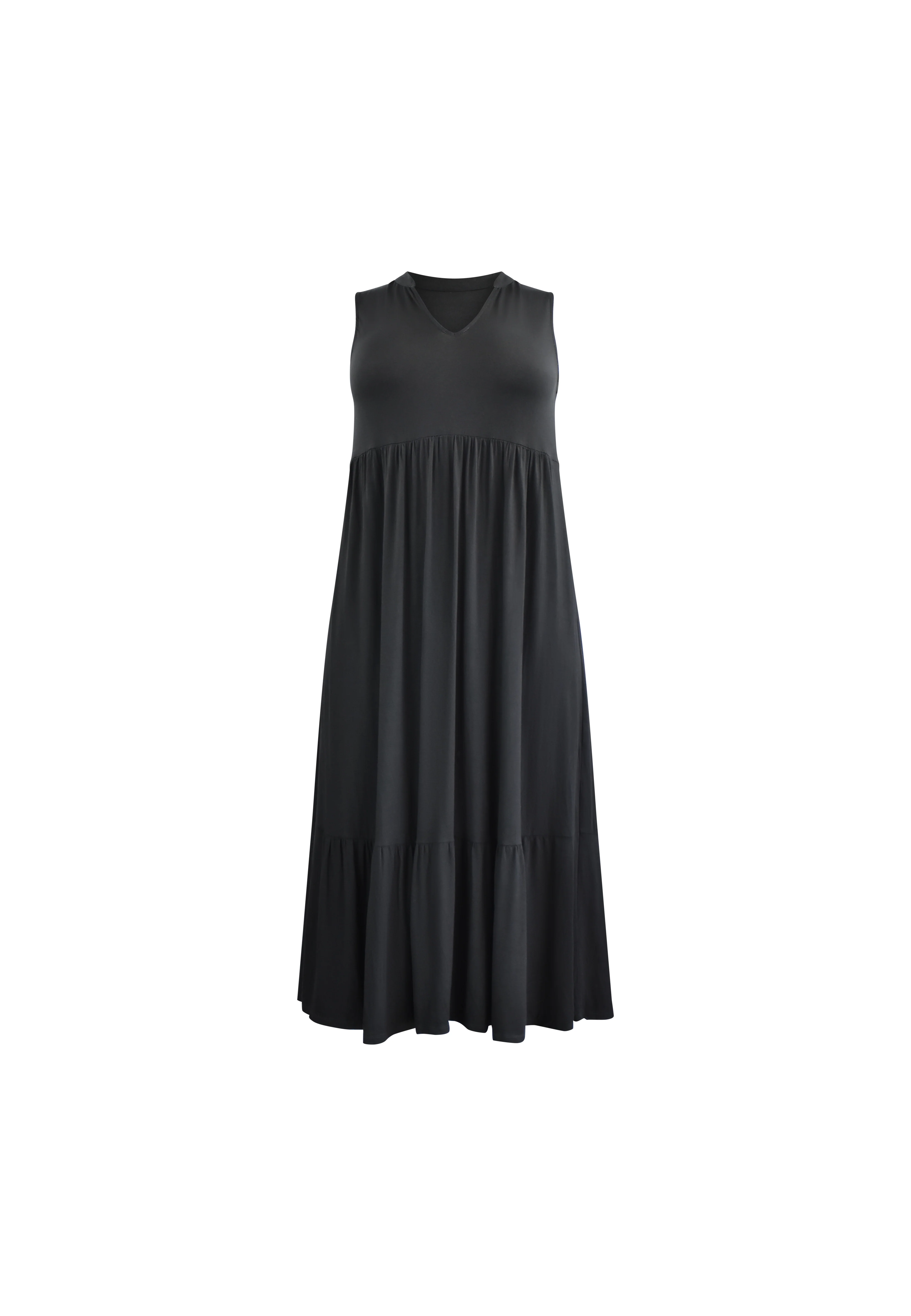 Black Jersey Sleeveless Midi Dress - Image 7