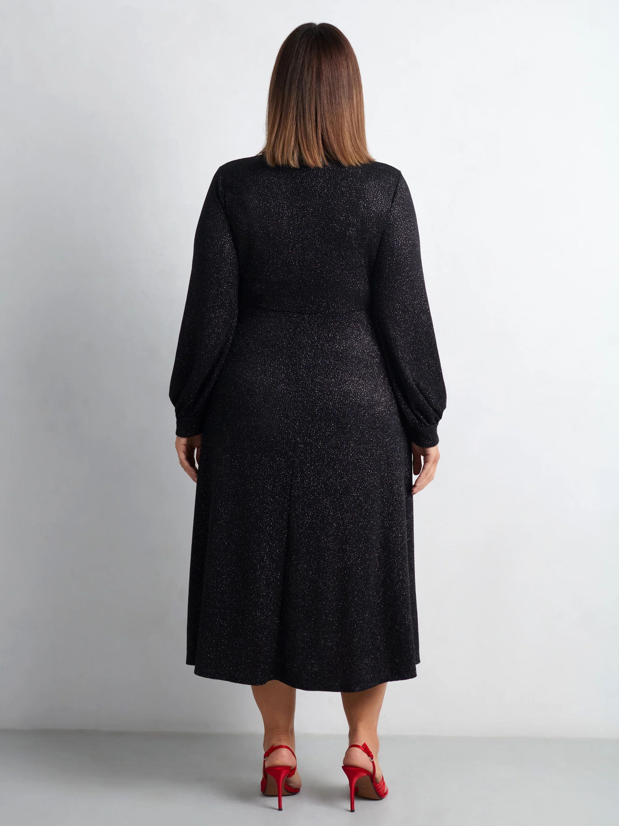 Black Jersey Sparkle Wrap Dress - Image 7