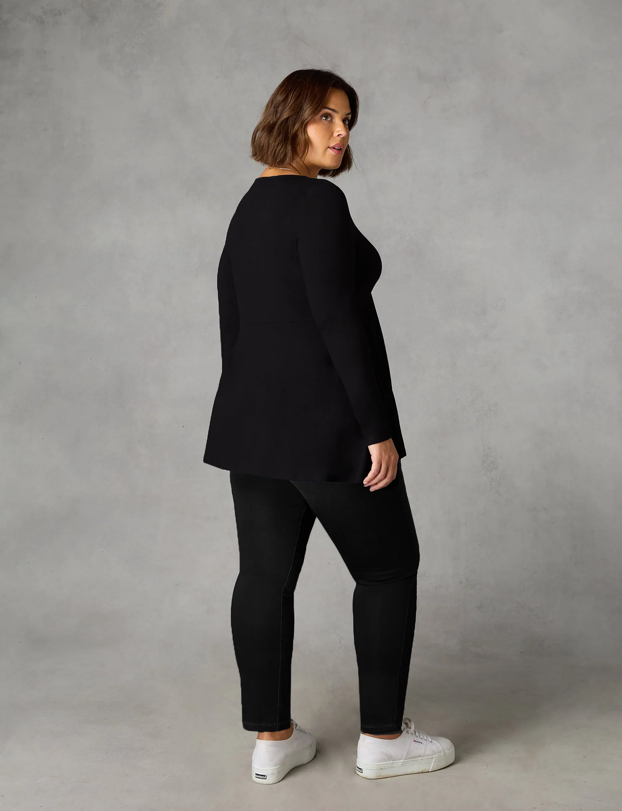 Black Jersey Stripe Trim Top - Image 4