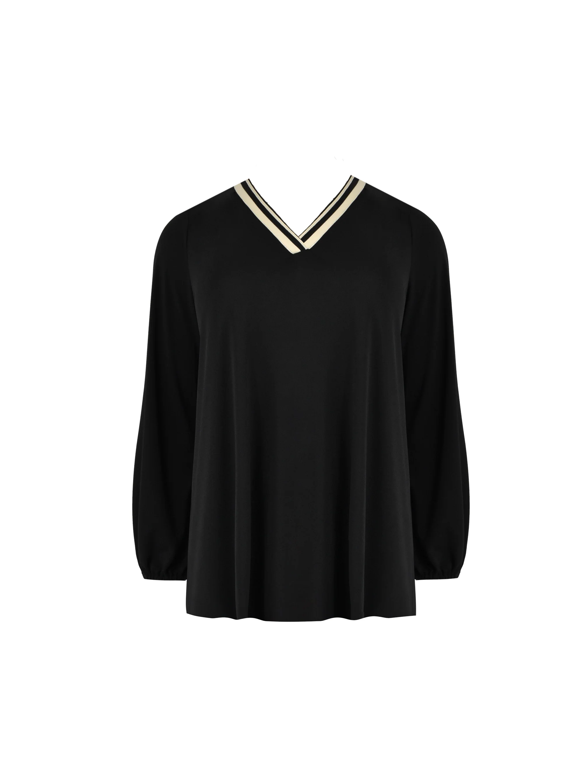Black Jersey Stripe Trim Top - Image 5