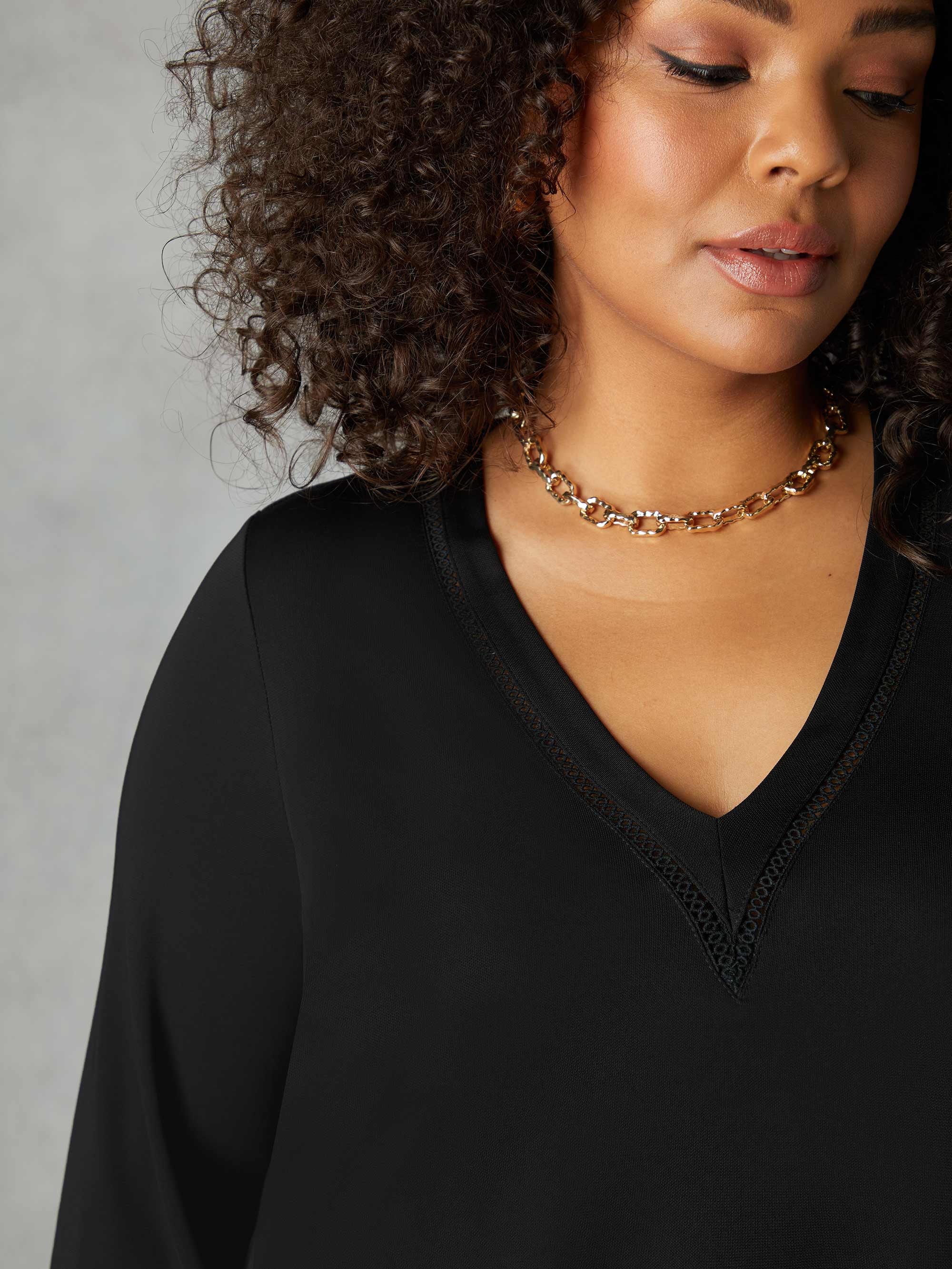 Black Jersey Trim Insert Tunic - Image 2