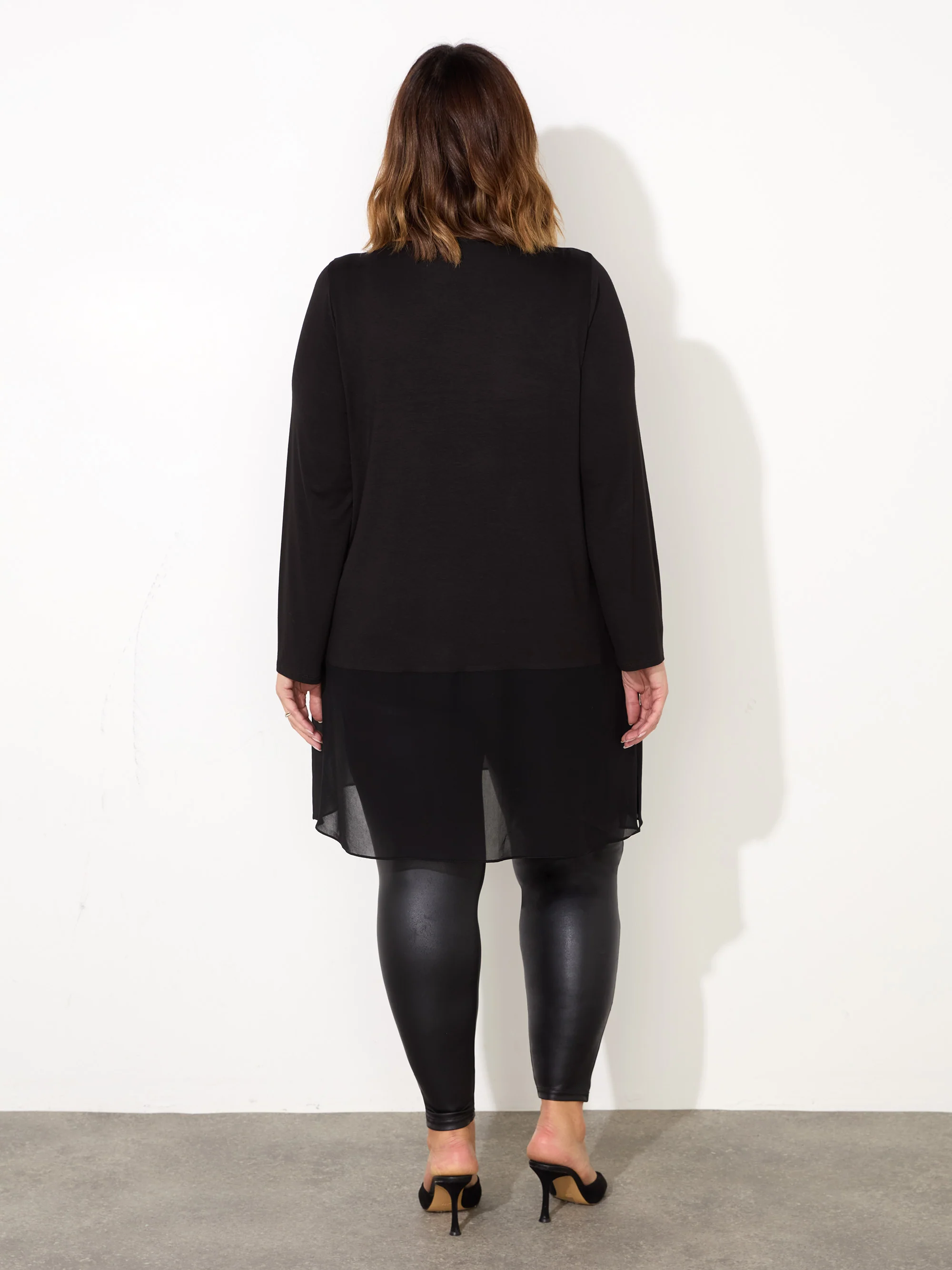 Black Jersey Tunic With Chiffon Hem - Image 4