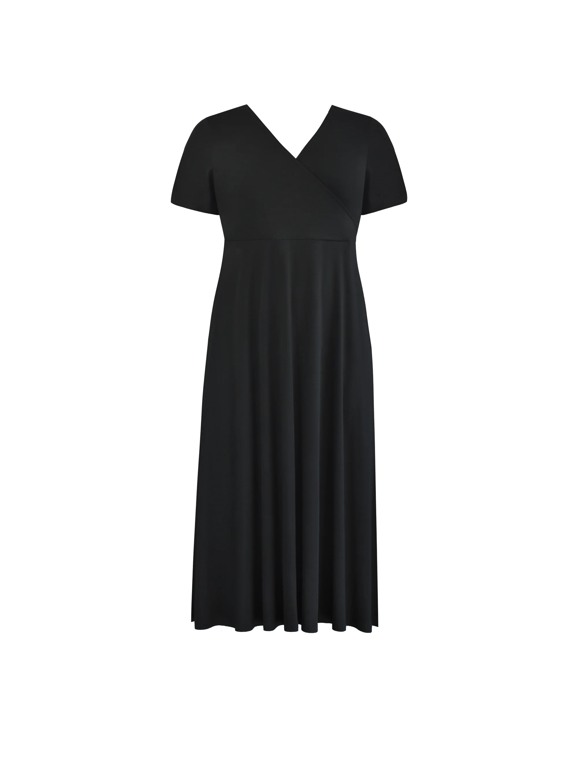 Black Jersey Wrap Midi Dress - Image 6