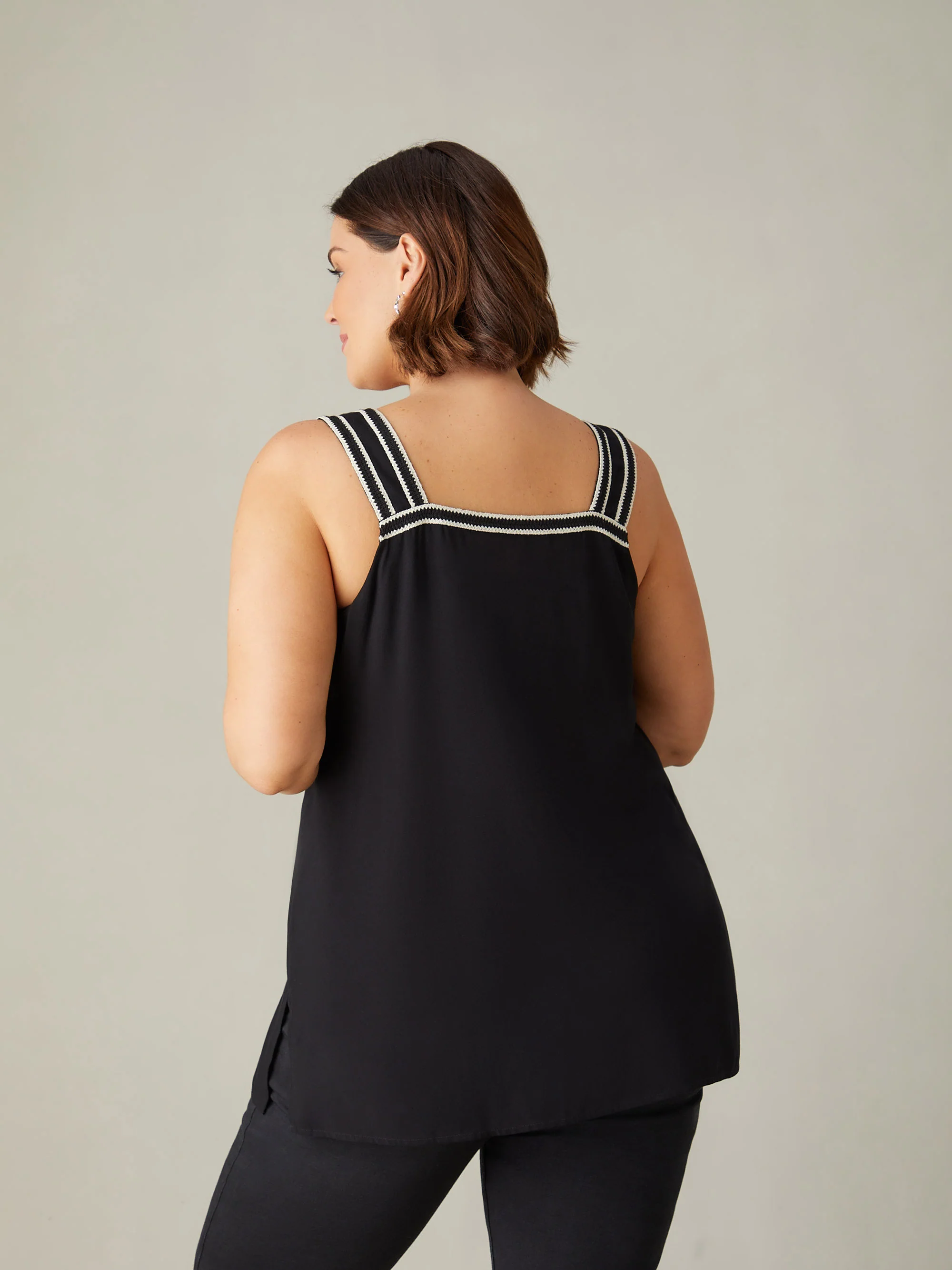 Black Knit Trim Vest Top - Image 6