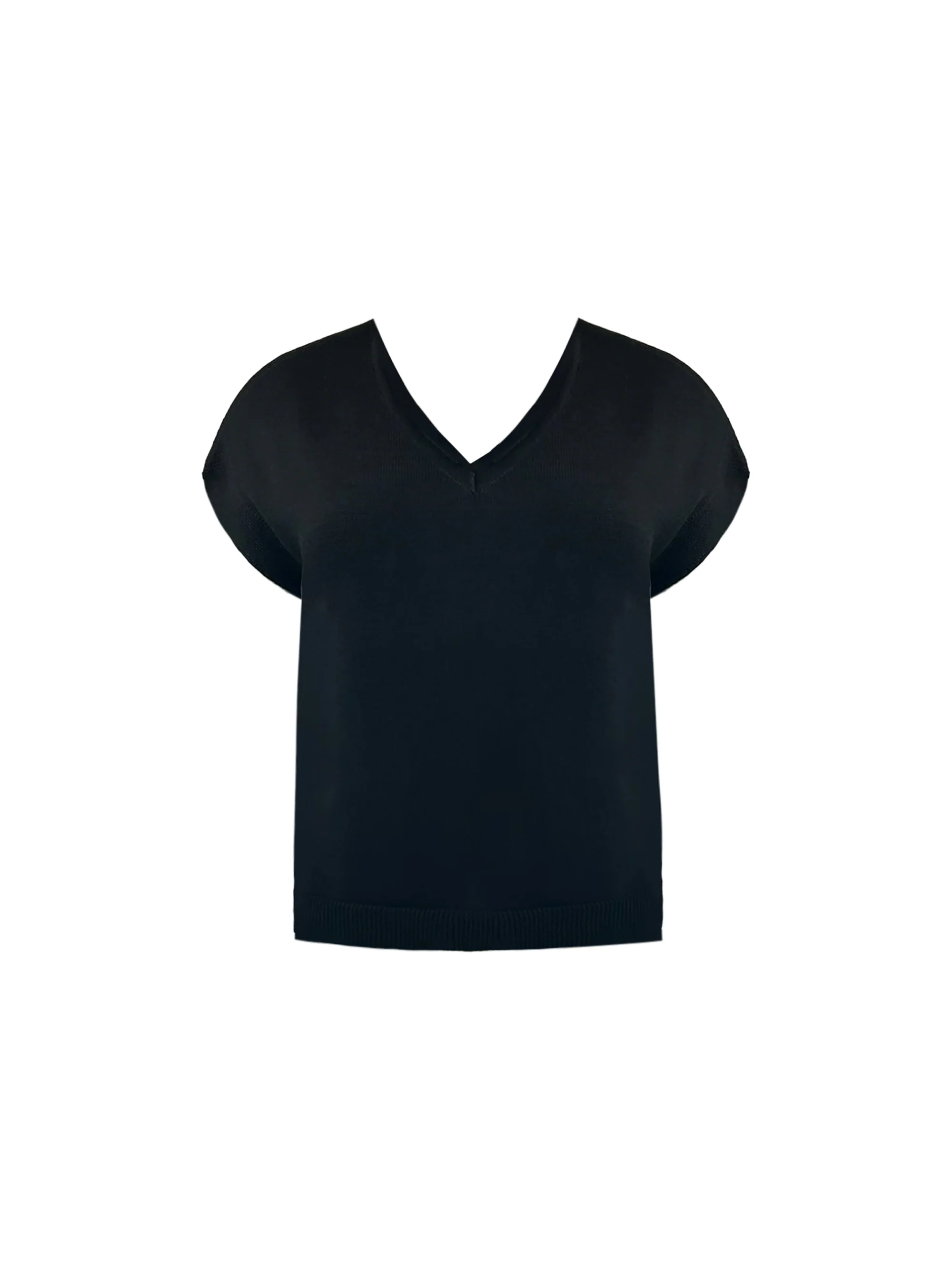 Black V-Neck Cotton Knit Vest - Image 4