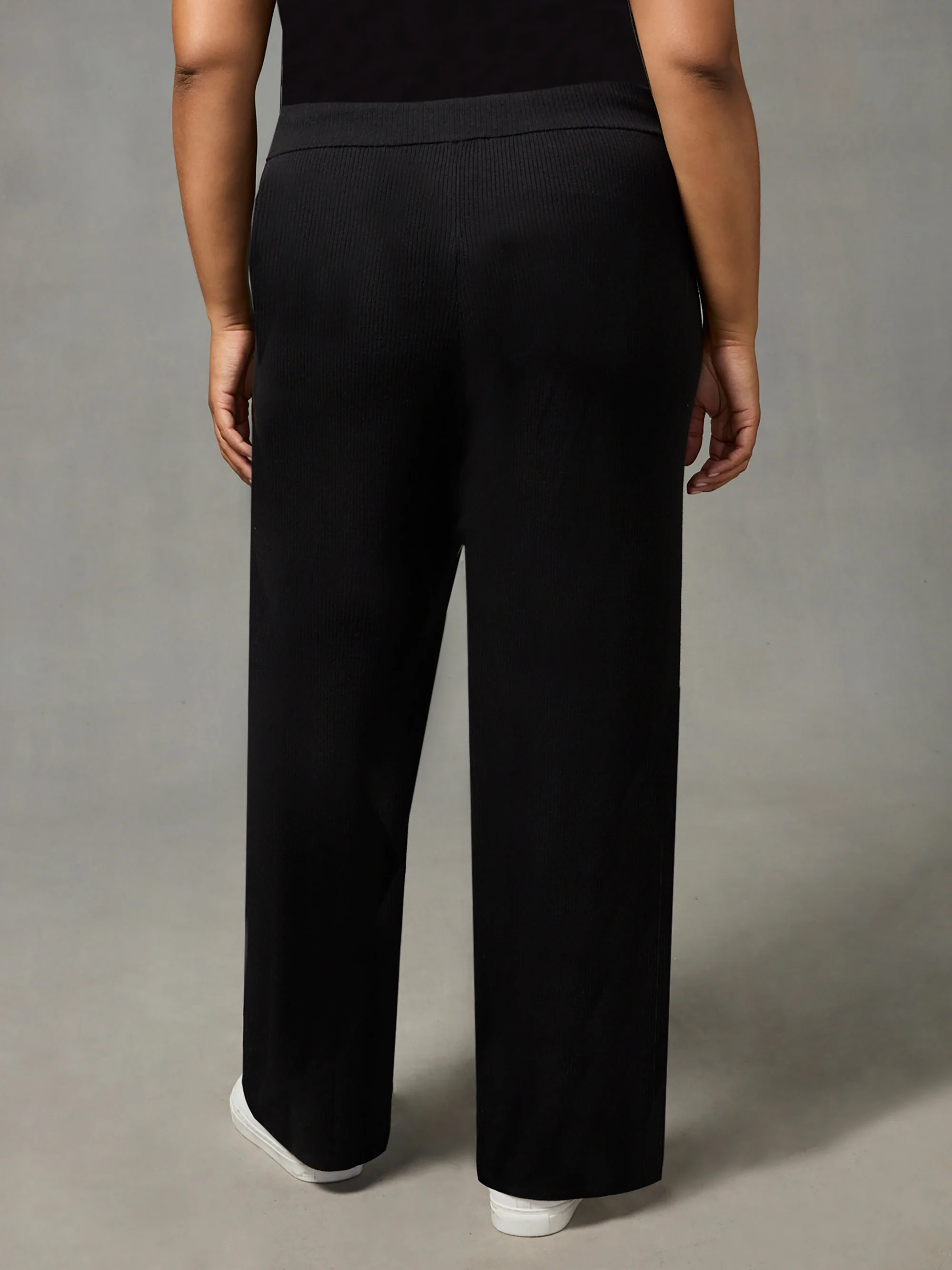 Black Rib Knit Trousers - Image 4
