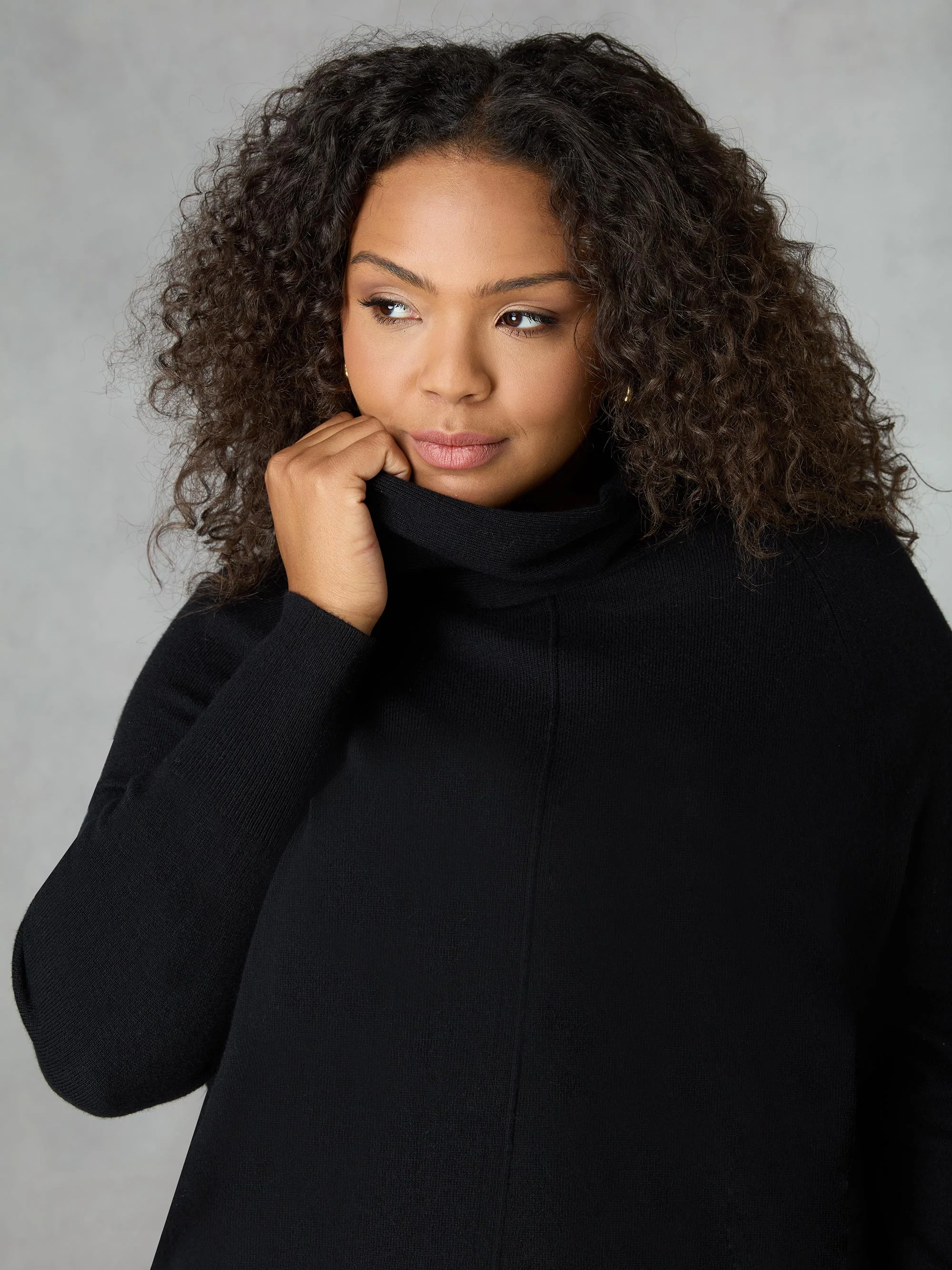 Black Roll Neck Longline Jumper - Image 4