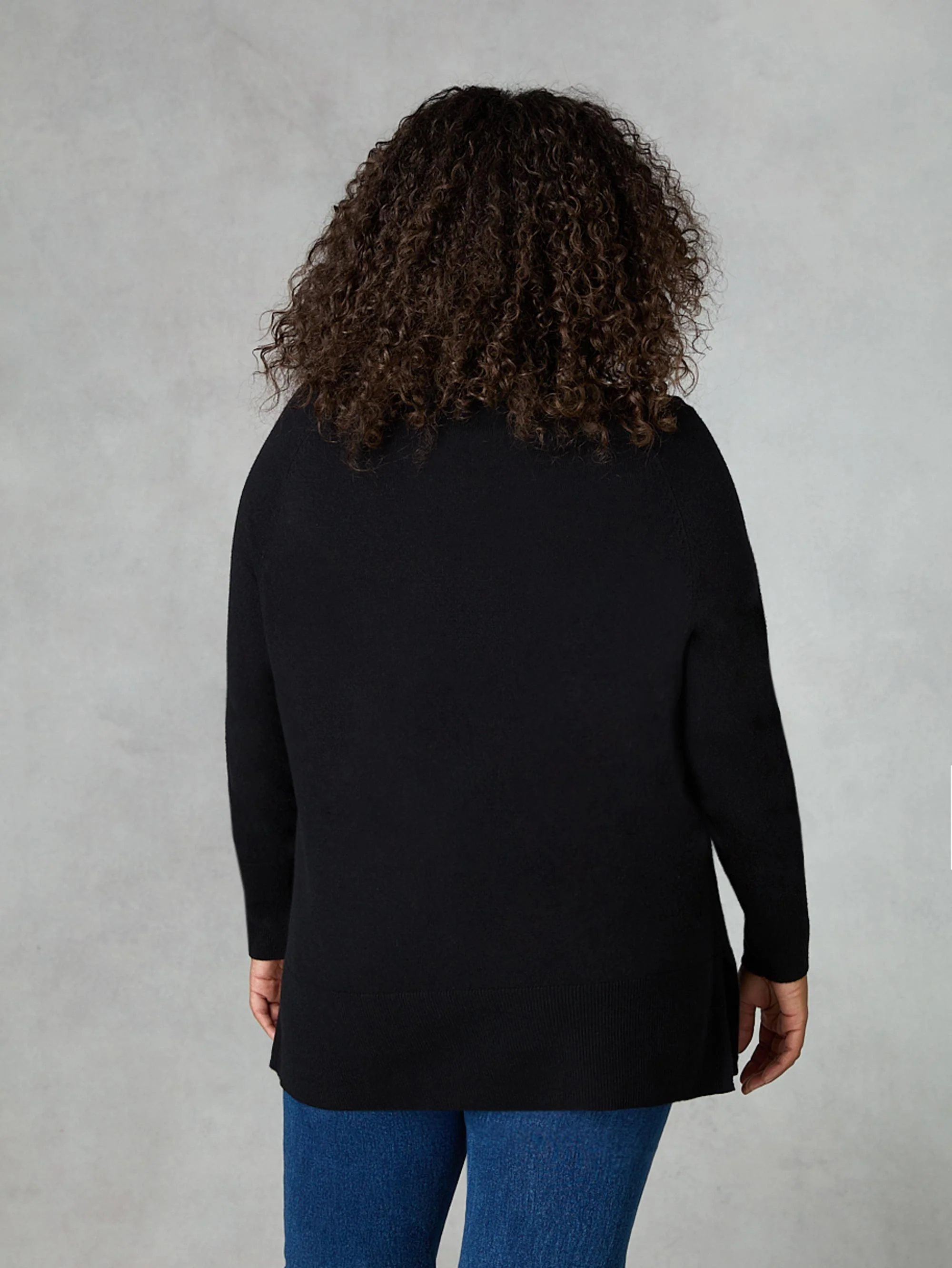 Black Roll Neck Longline Jumper - Image 5
