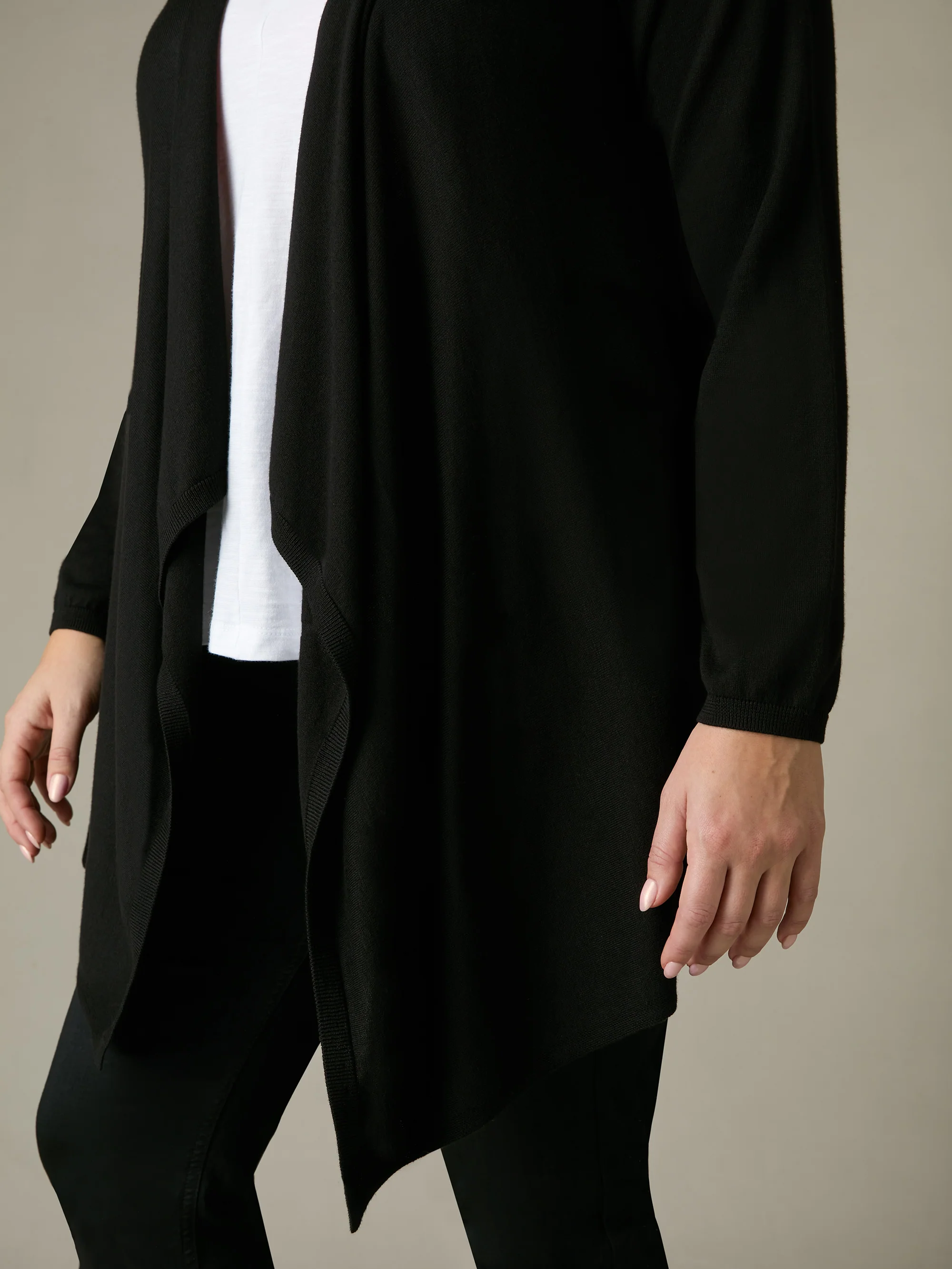 Black Knitted Waterfall Cardigan - Image 4