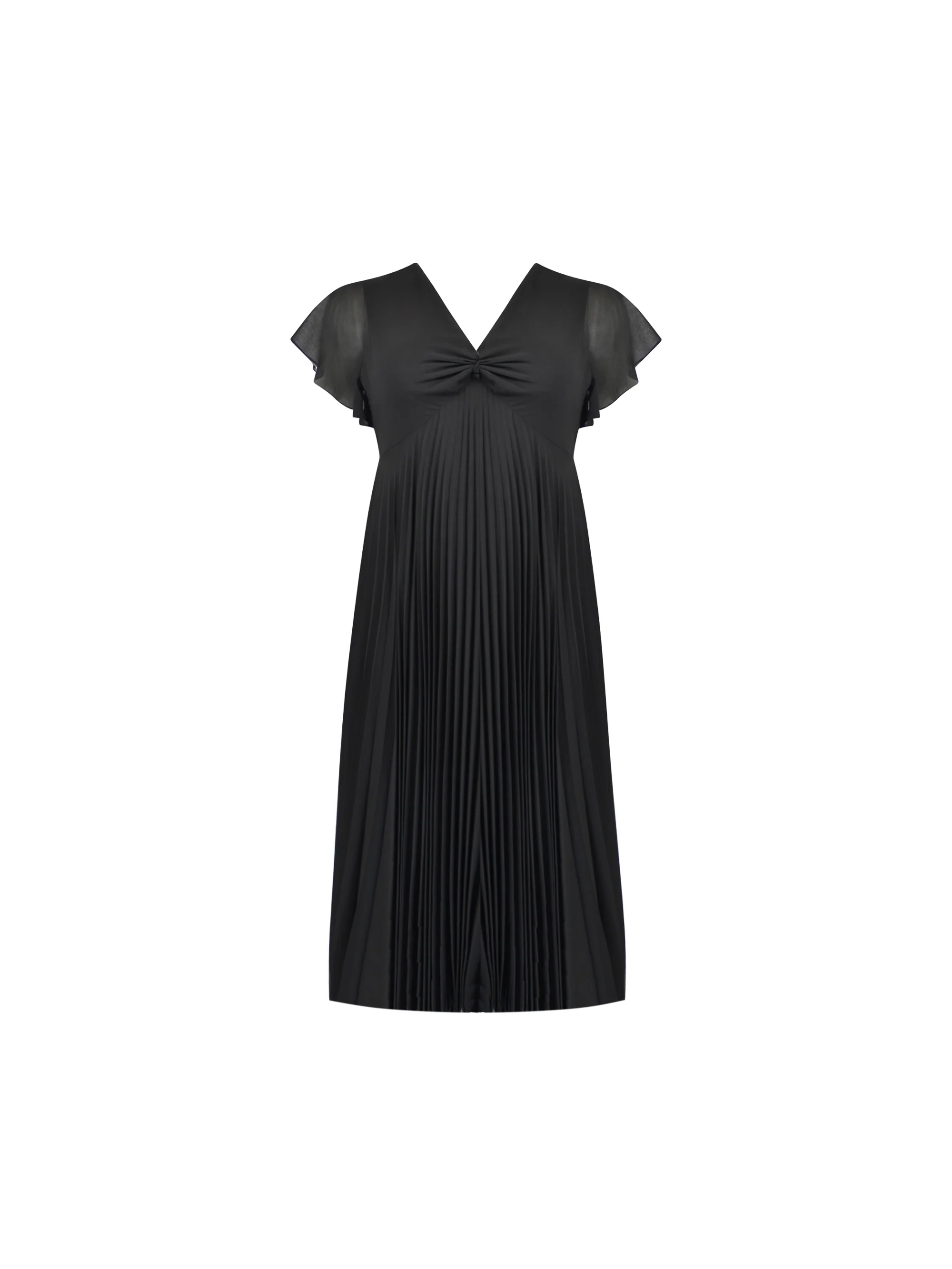 Black Knot Front Pleat Midaxi Dress - Image 4