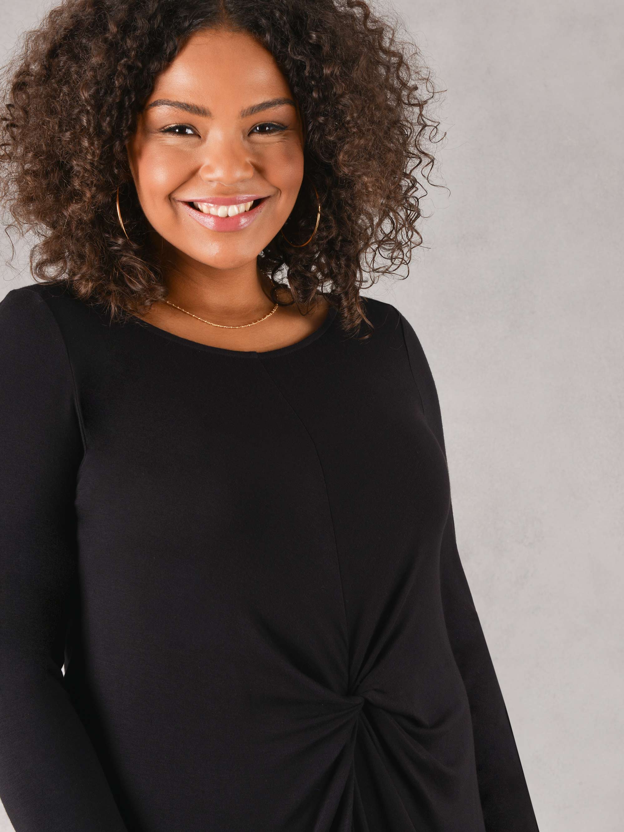 Black Knot Waist Jersey T-Shirt Dress - Image 2