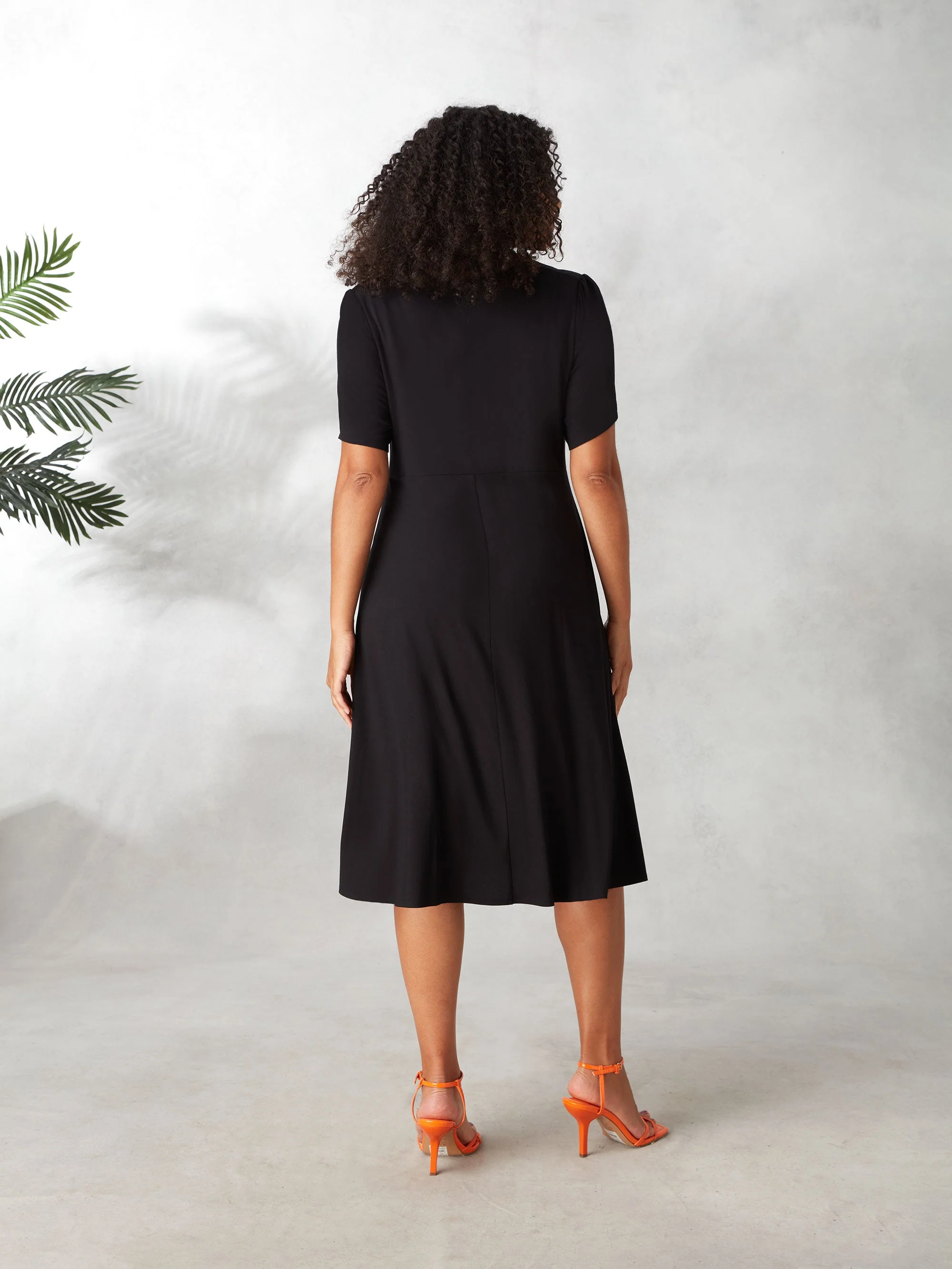 Black Knotted Front Jersey Dress - Image 3