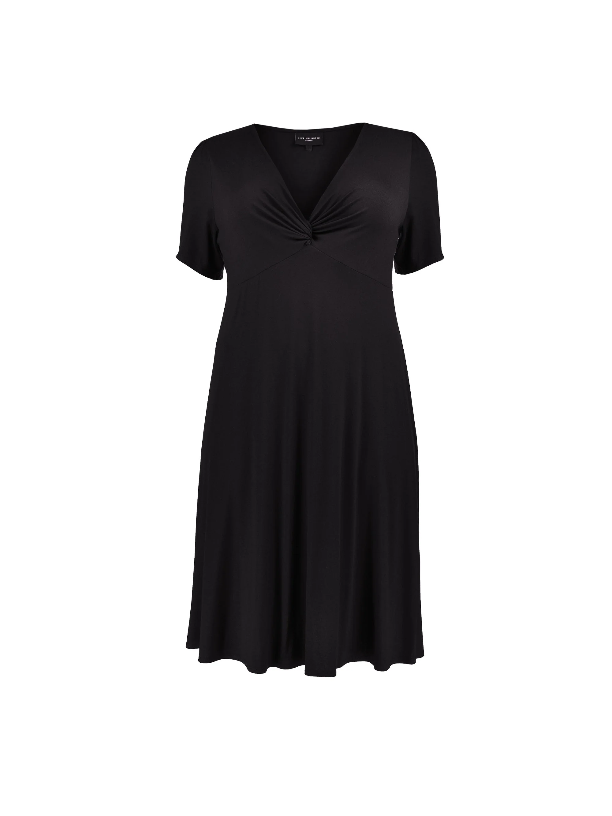 Black Knotted Front Jersey Dress - Image 4