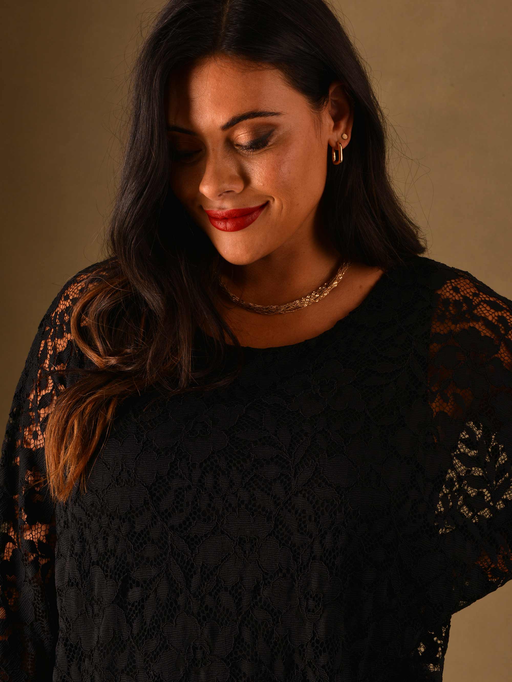 Black Lace Overlay Top - Image 2