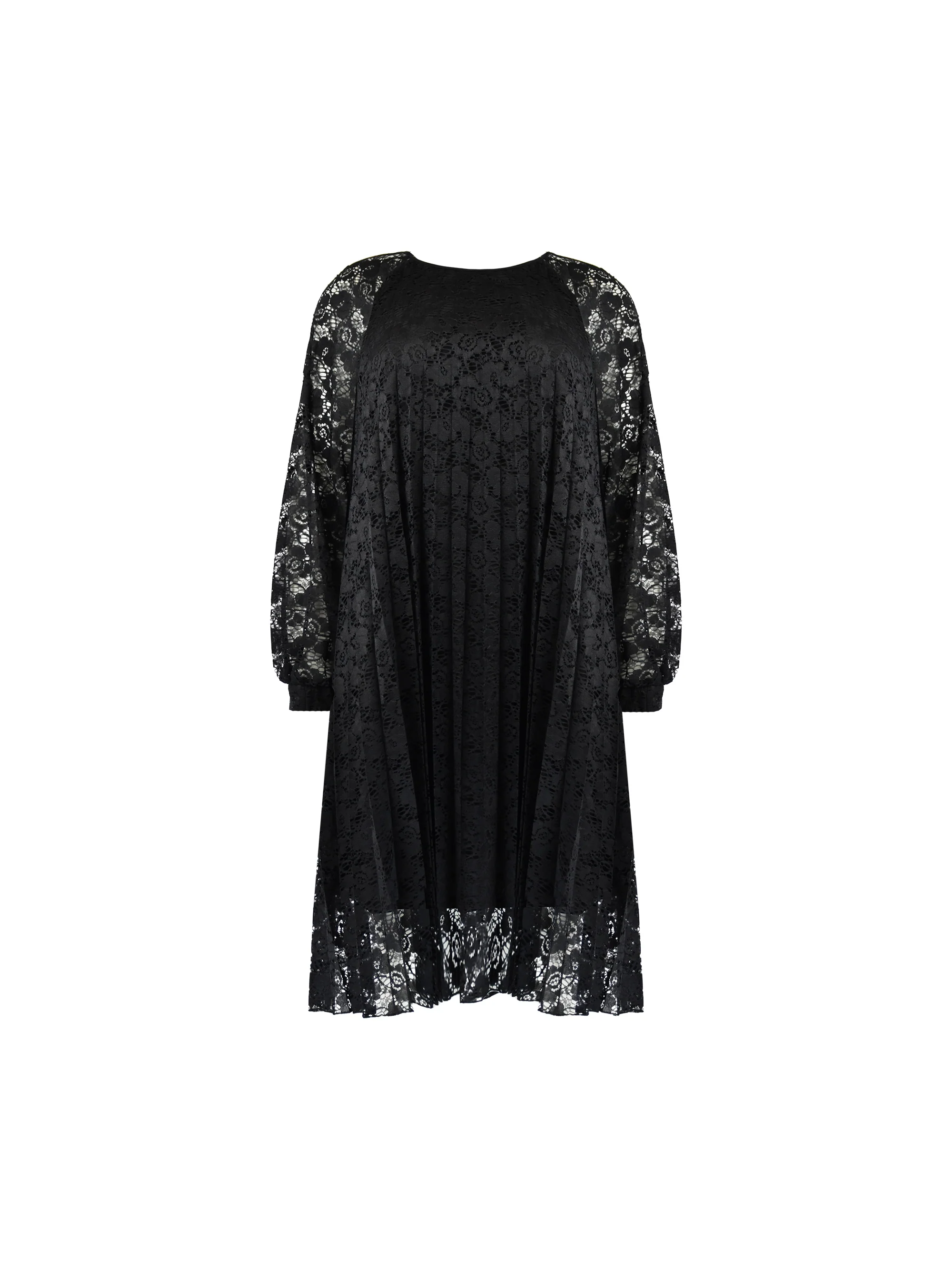 Black Lace Pleated Dress - Image 6
