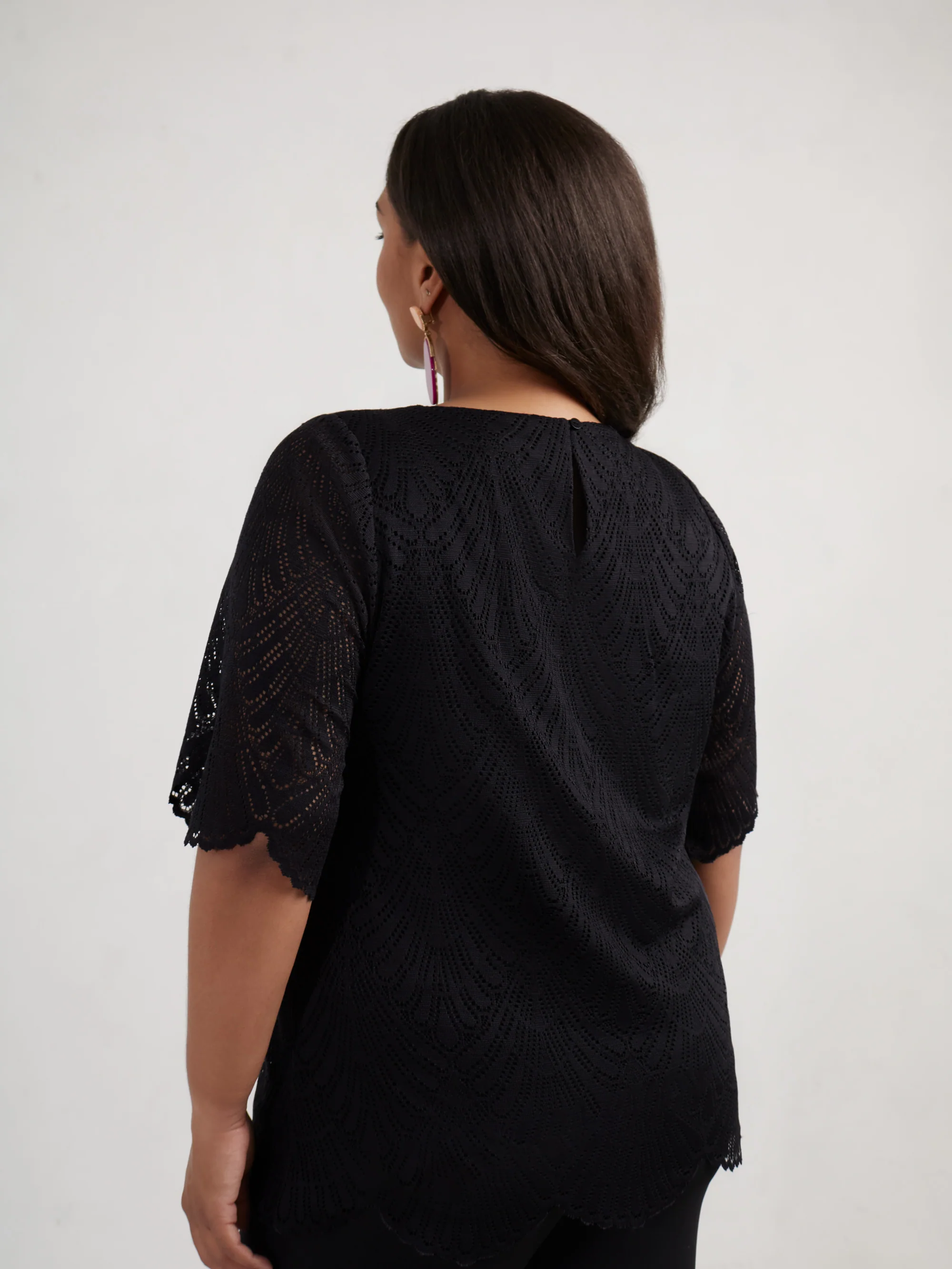 Black Lace Short Sleeve Top - Image 4