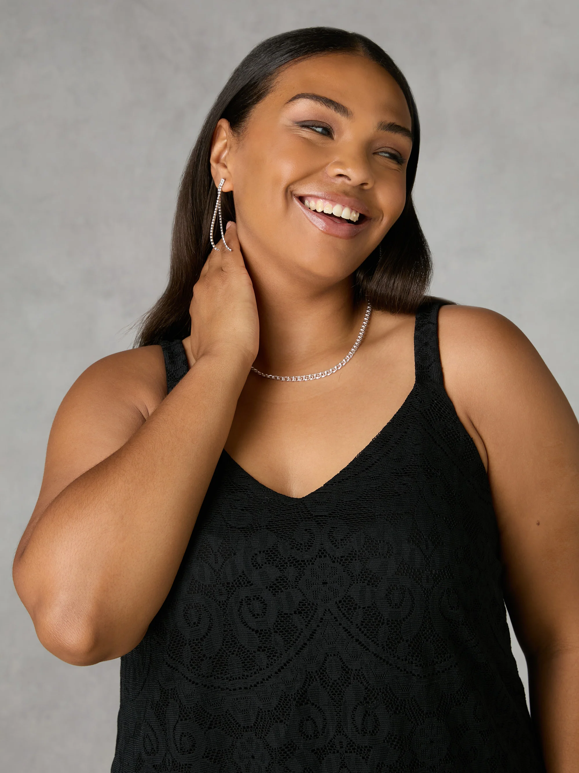 Black Lace Vest Top - Image 2