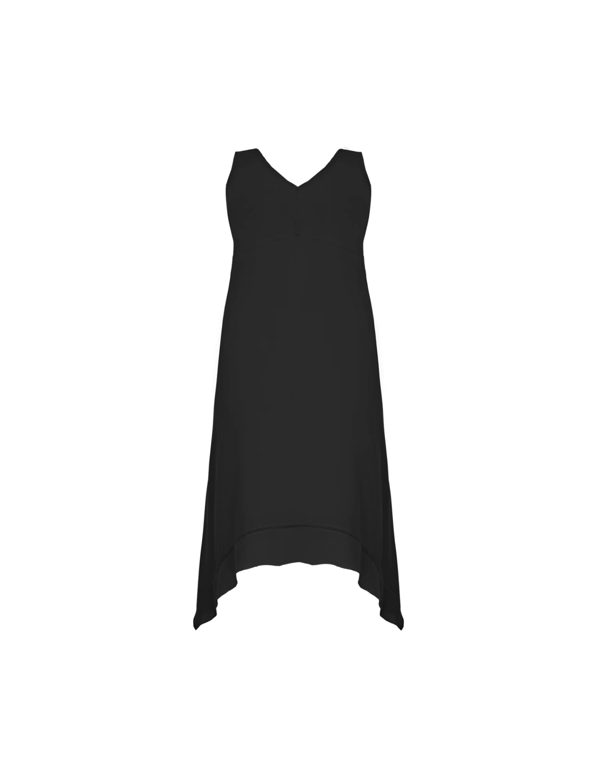 Black Ladder Trim Hanky Hem Midi Dress - Image 8