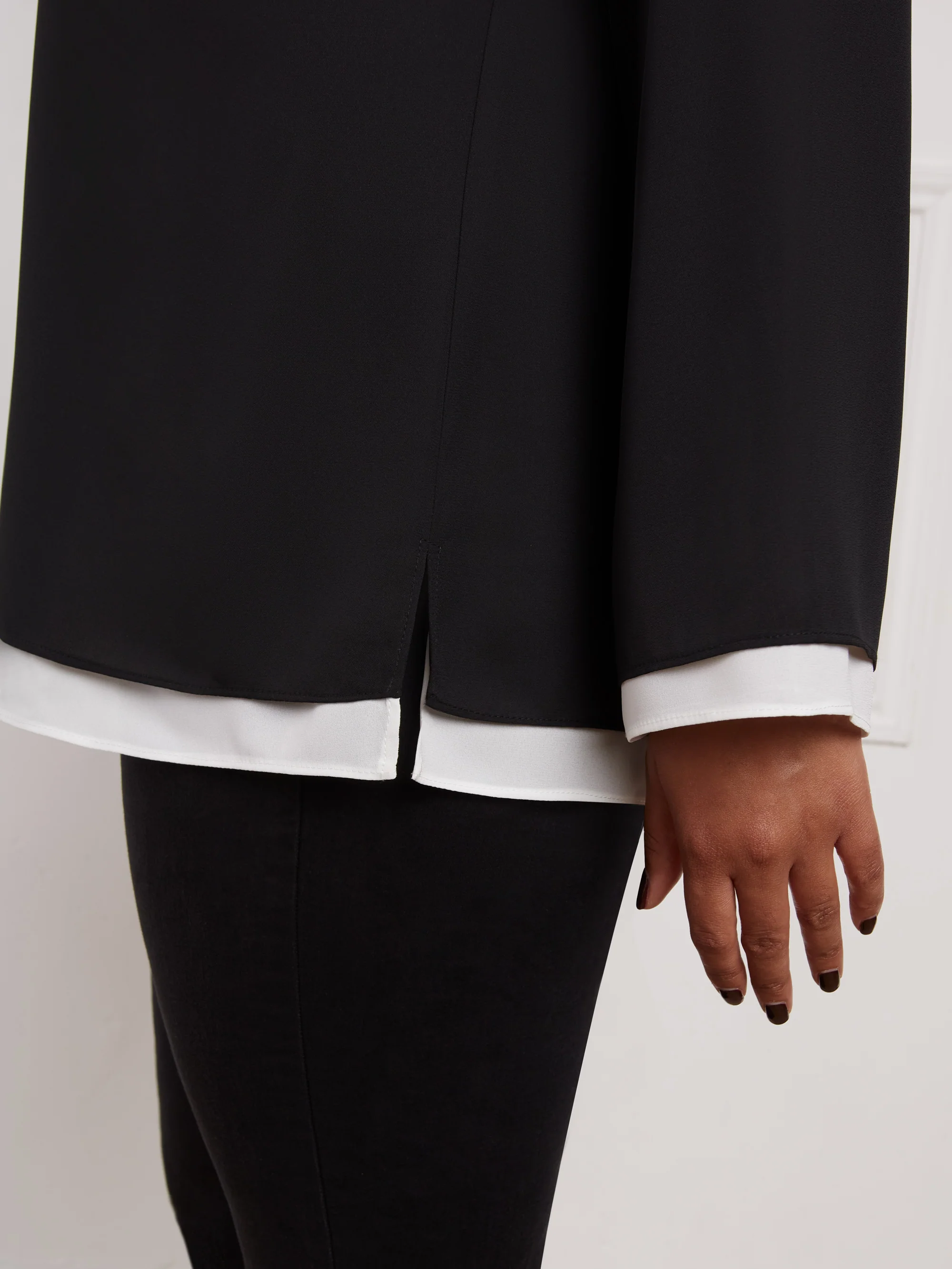 Black Layered Long Sleeve Top - Image 2