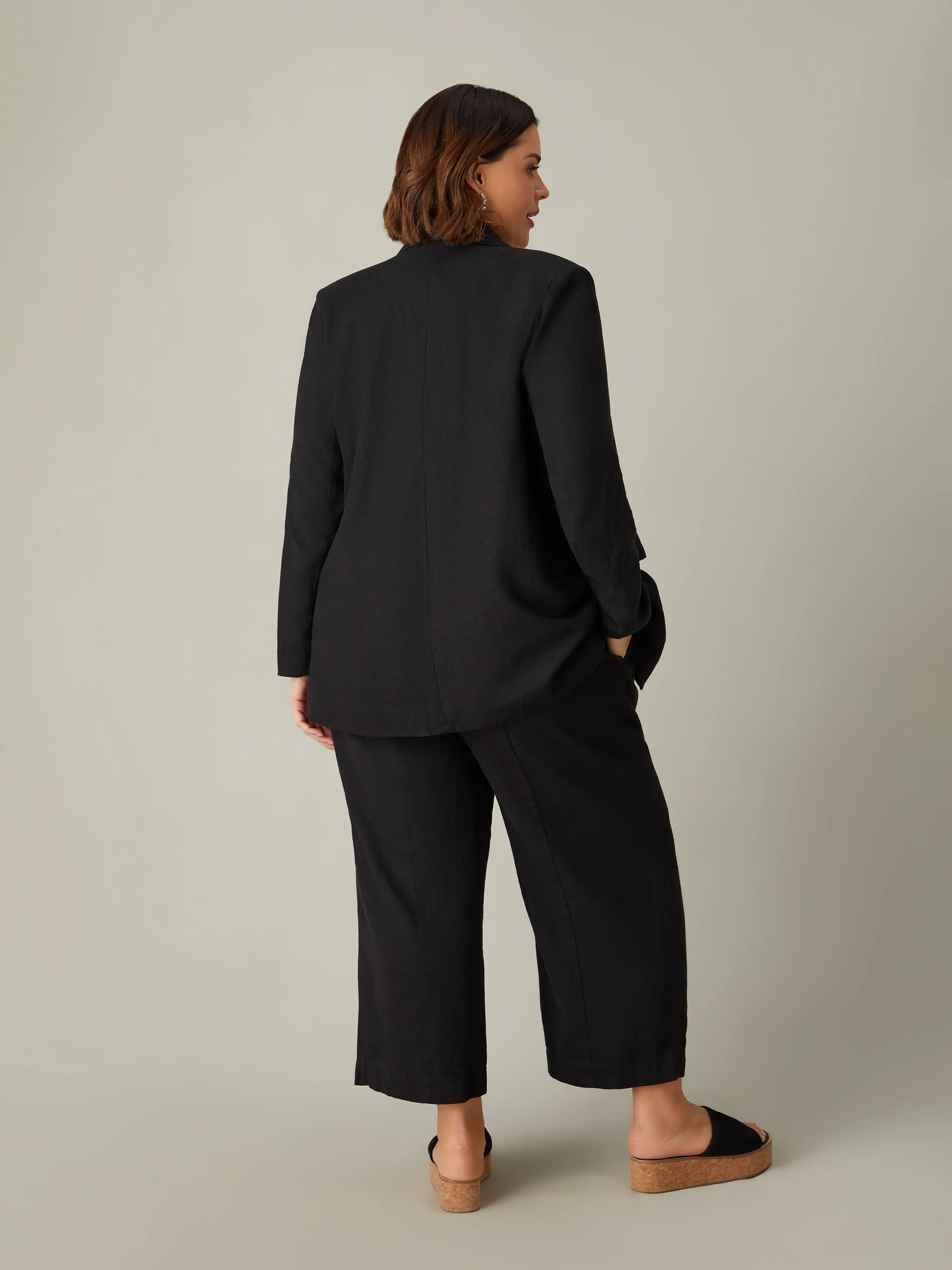 Black Linen Blend Blazer - Image 5