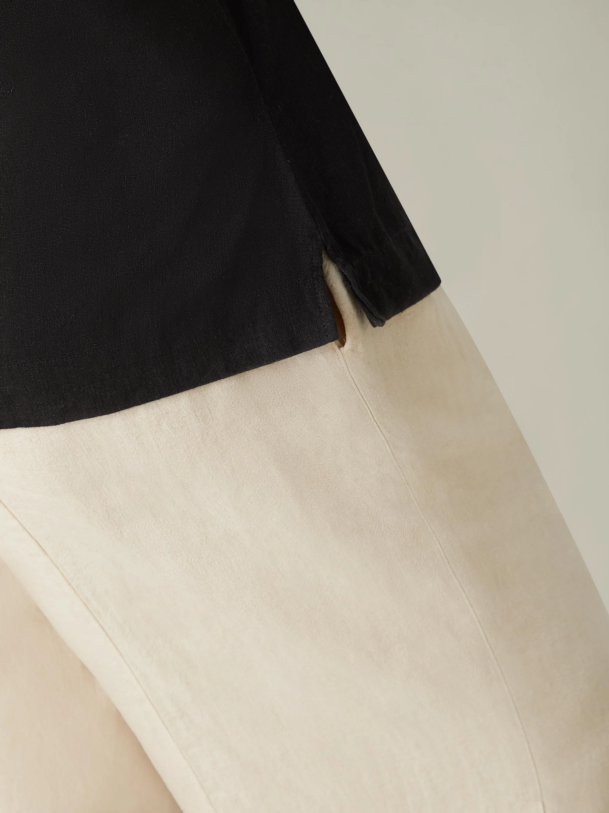 Black Linen Blend Round Neck Top - Image 4