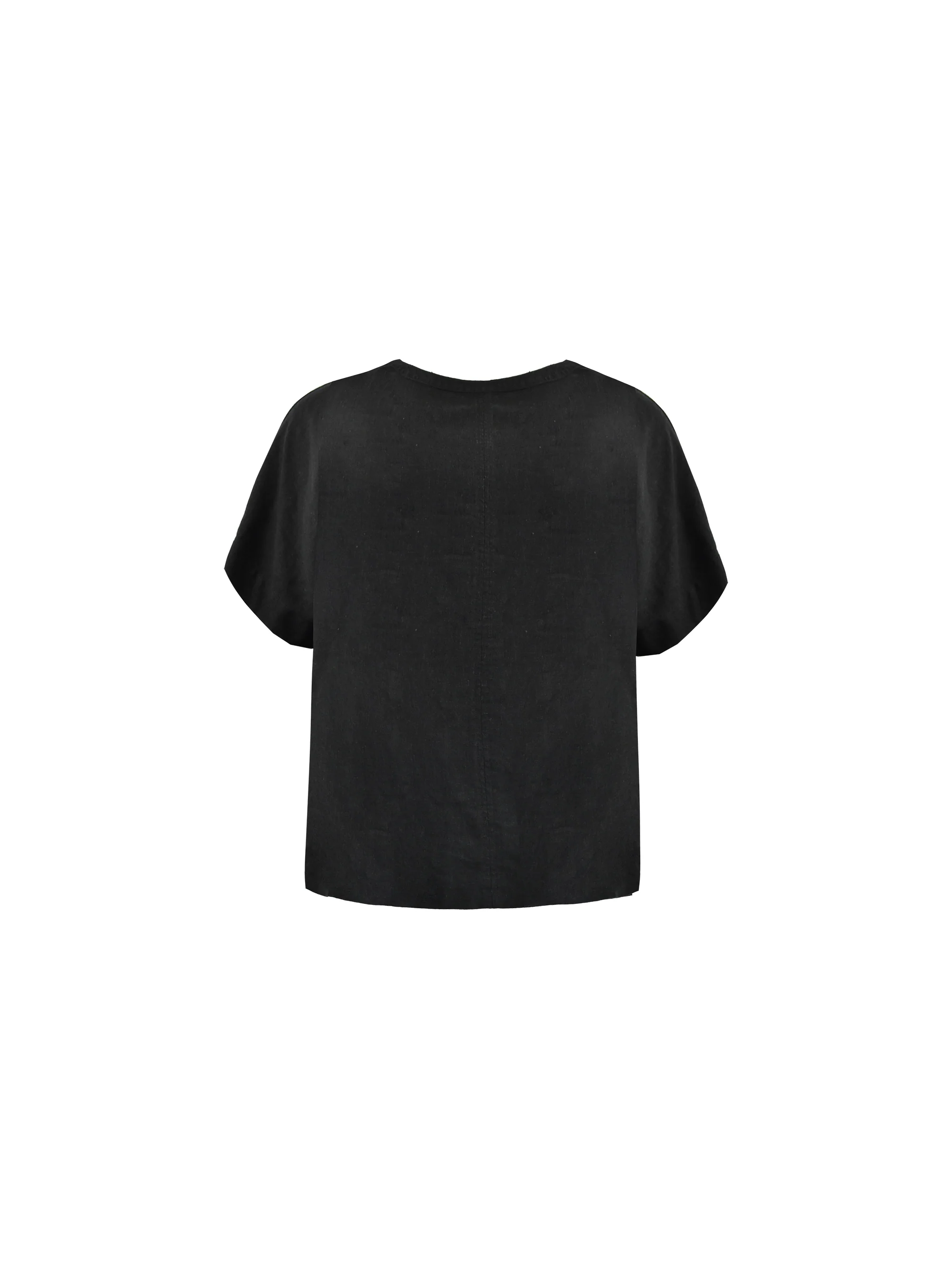 Black Linen Blend Round Neck Top - Image 6