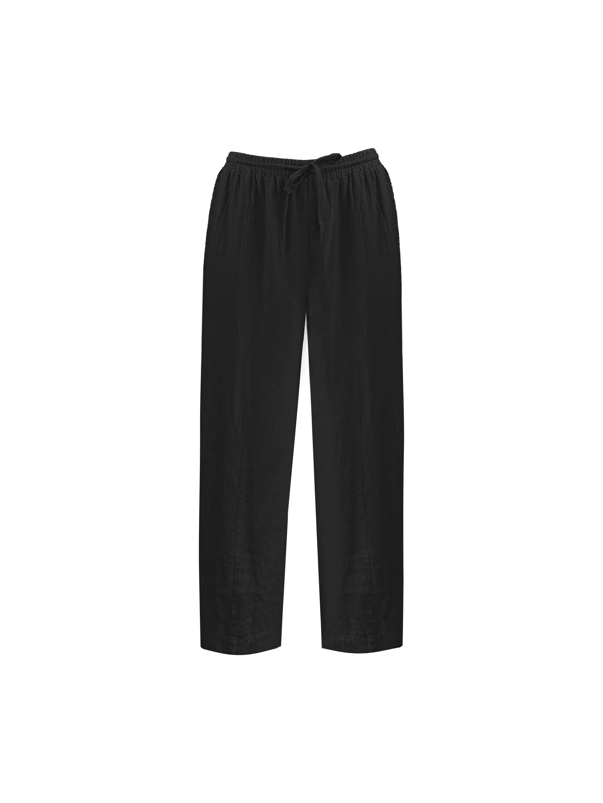 Black Linen Blend Wide Leg Cropped Trousers - Image 5