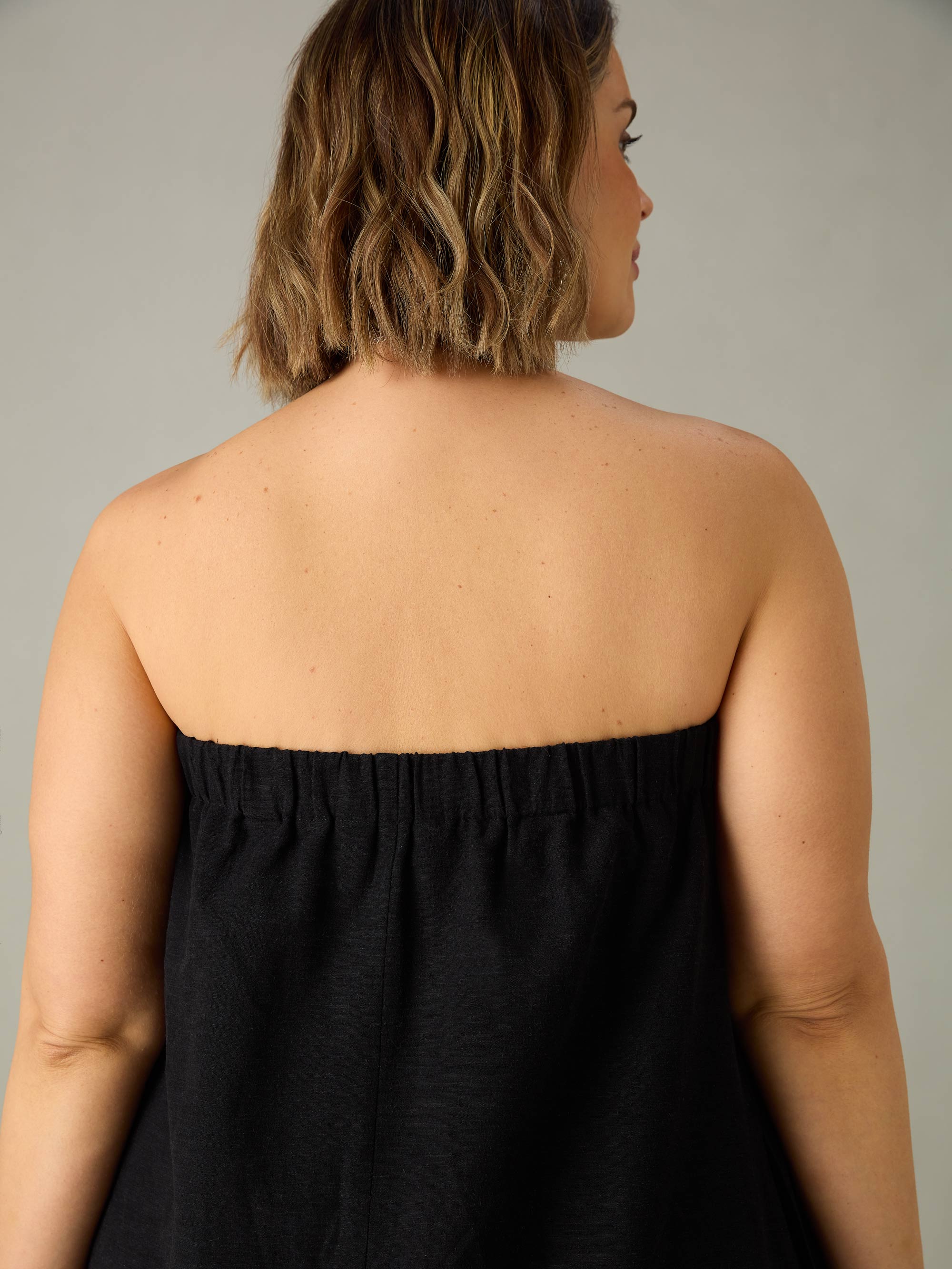 Black Linen Mix Bandeau Midaxi Dress - Image 6