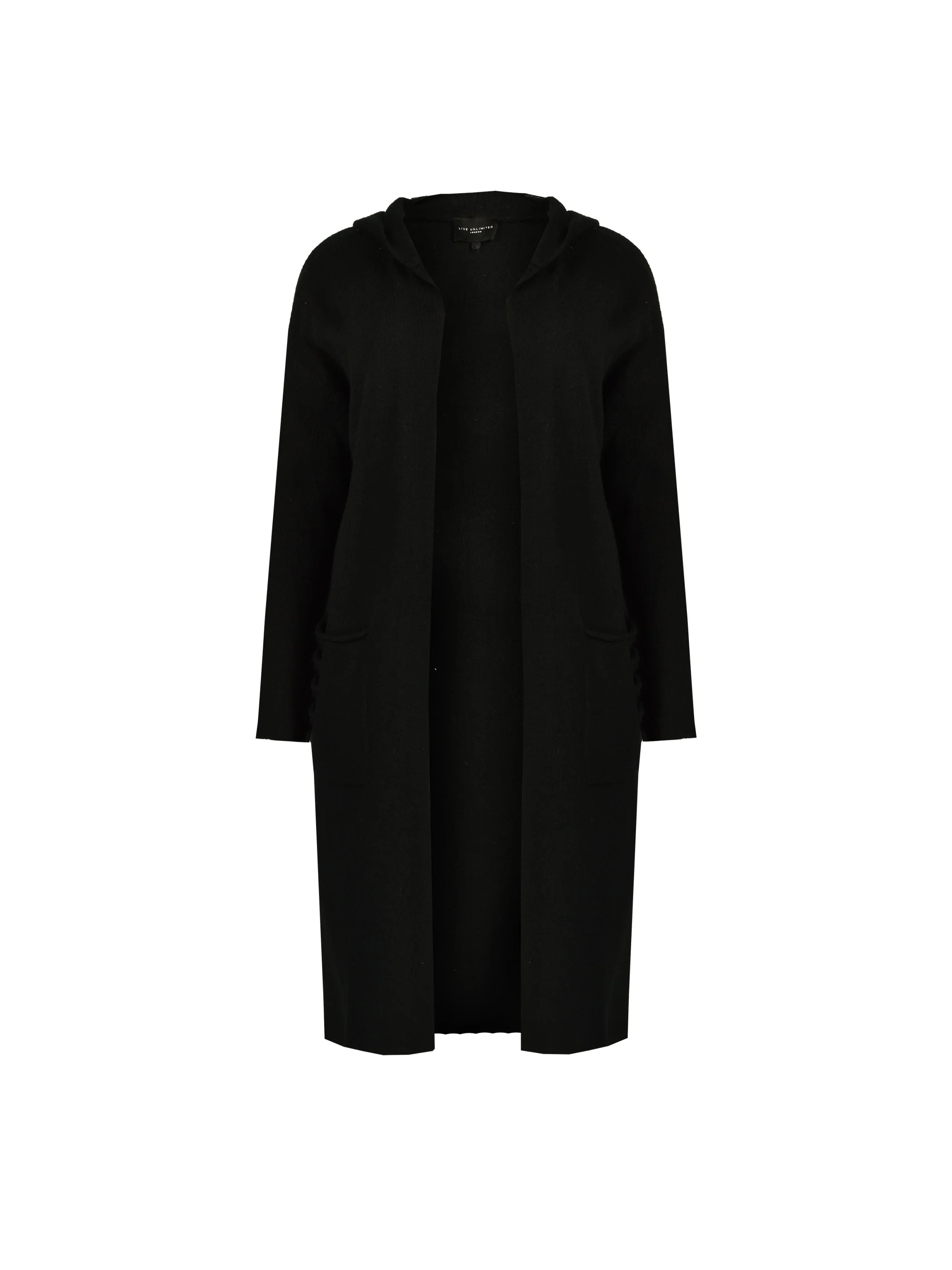 Black Long Line Hooded Cardigan - Image 5