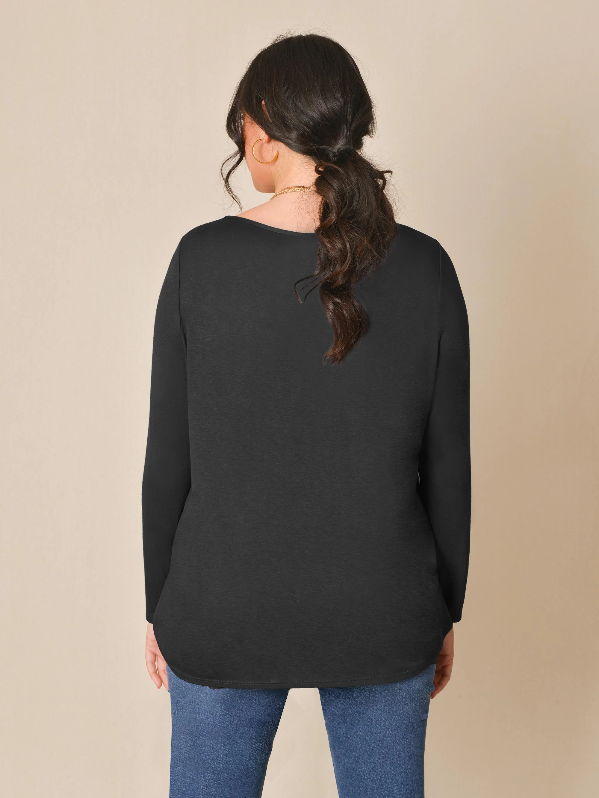 Black Long Sleeve Jersey T Shirt - Image 2
