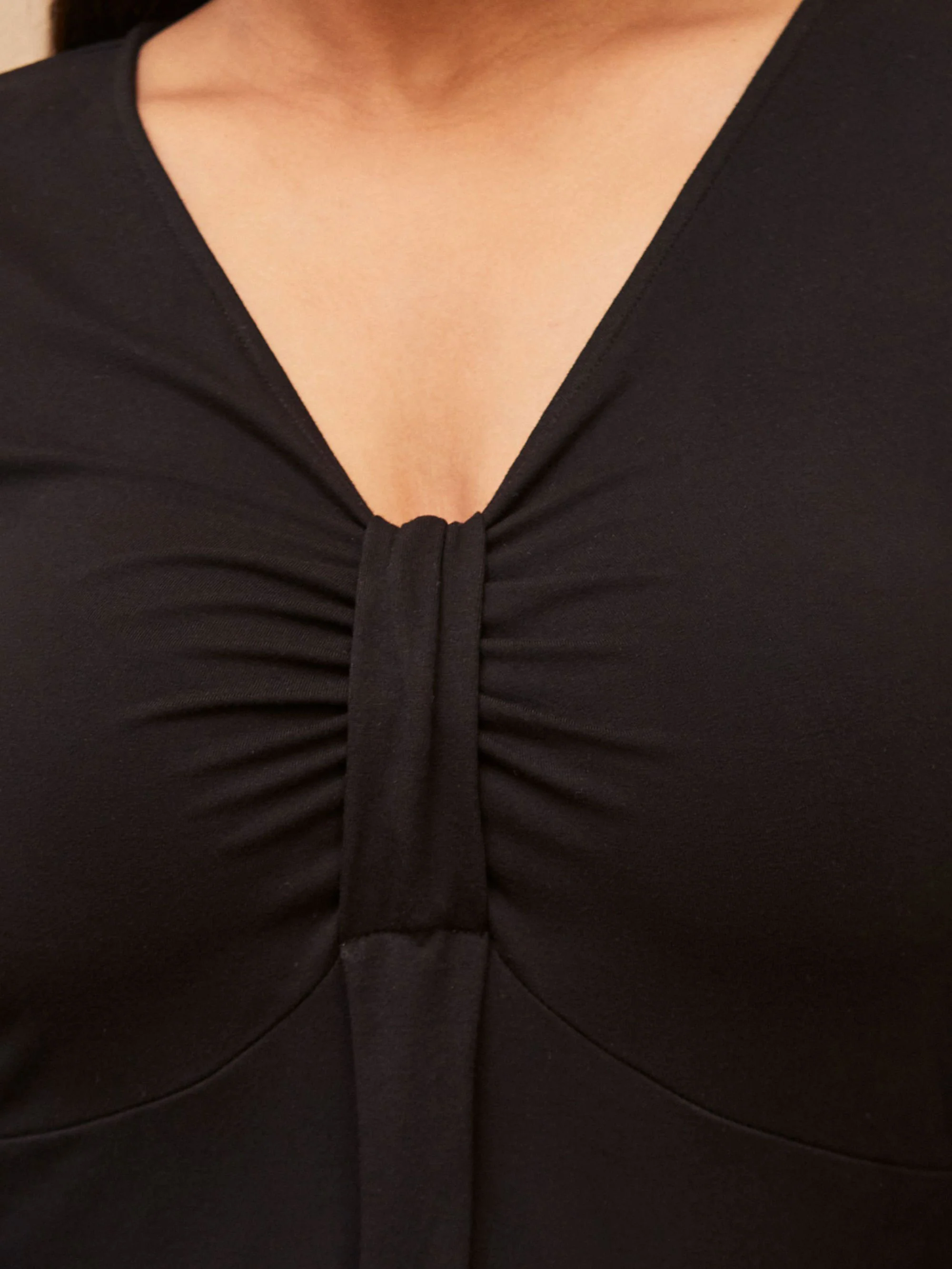 Black Jersey Pleat Front Midi Dress - Image 4