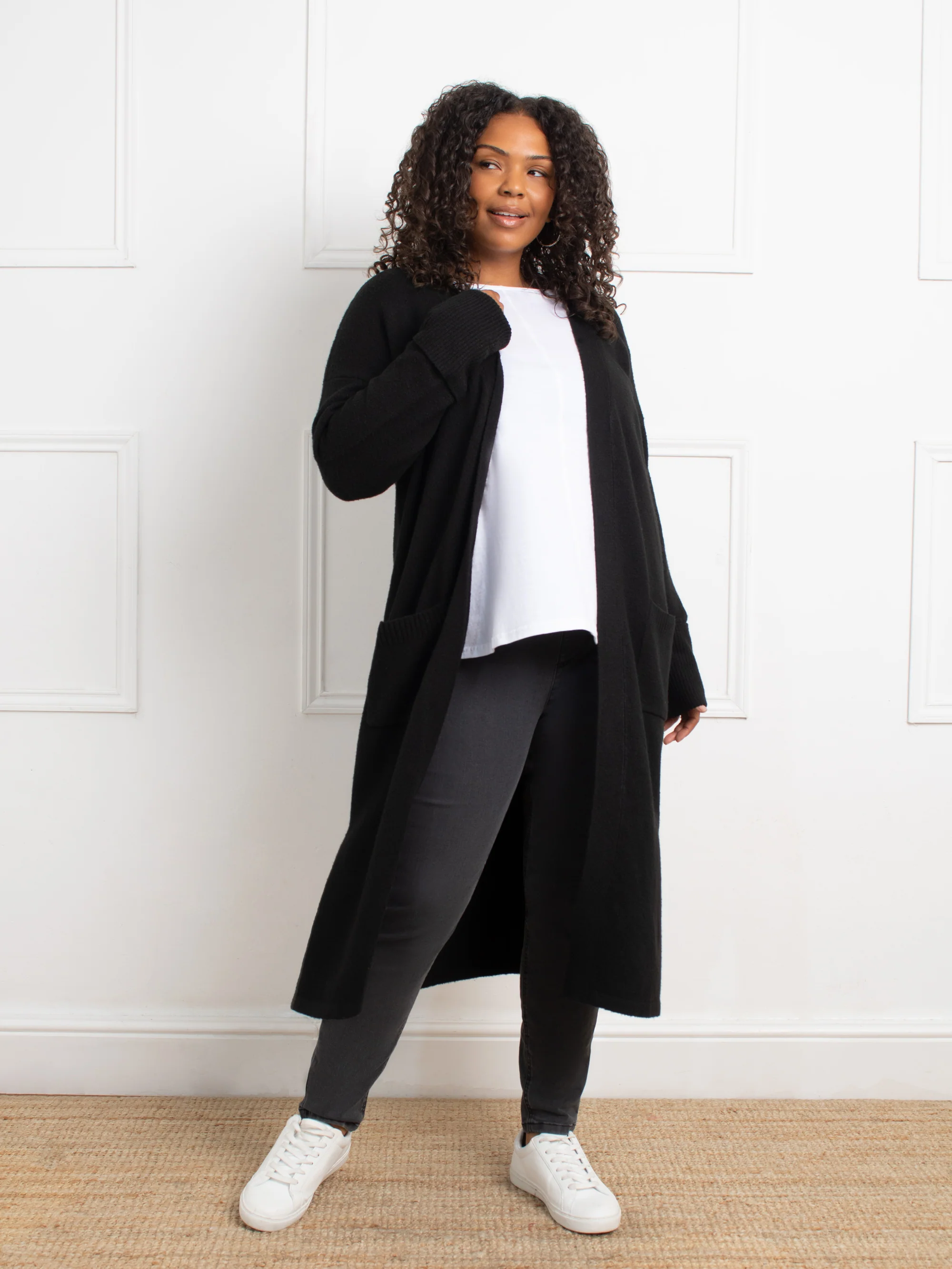 Black Longline Cardigan - Image 2