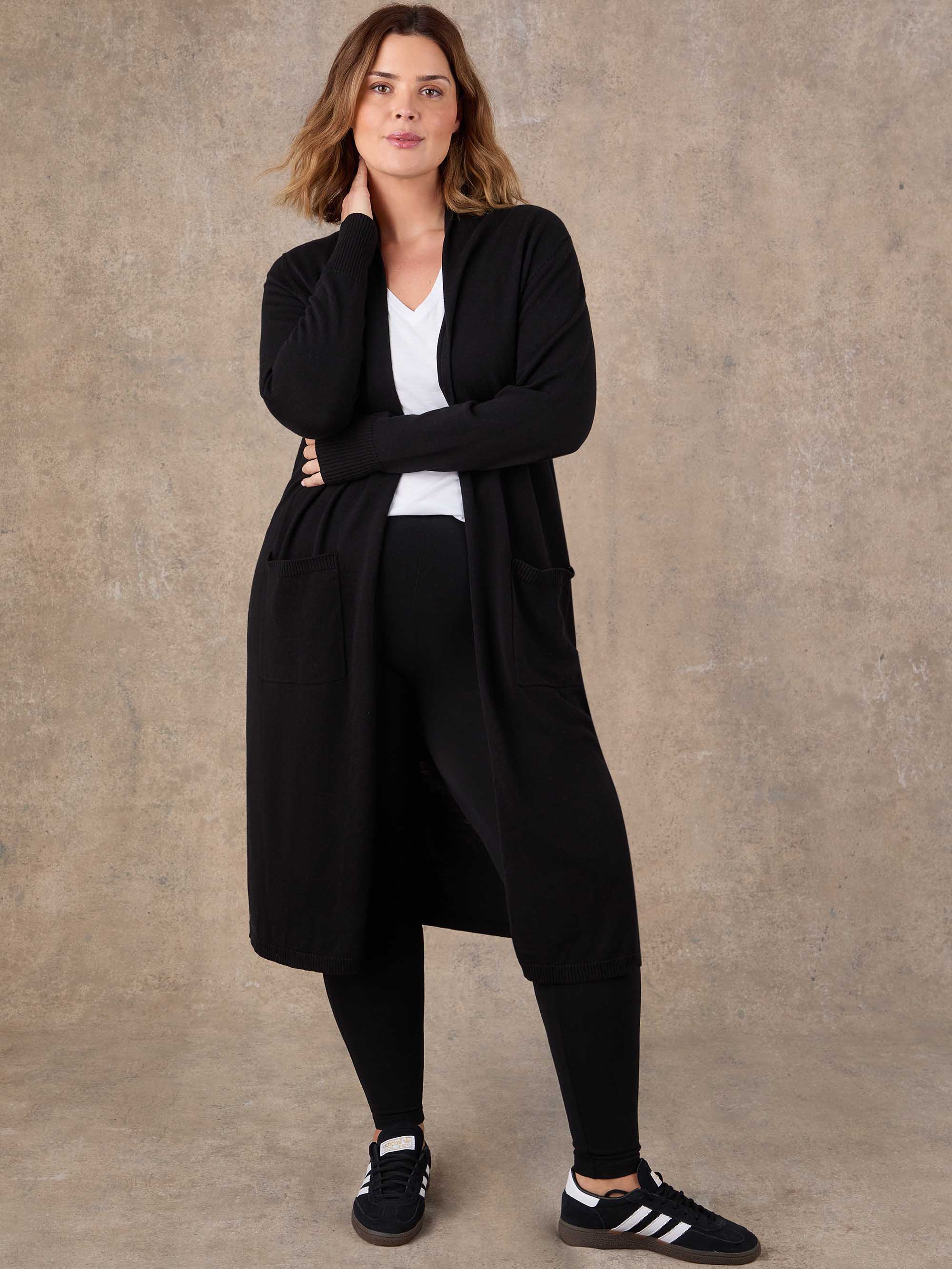 Black Longline Knitted Cardigan - Image 3