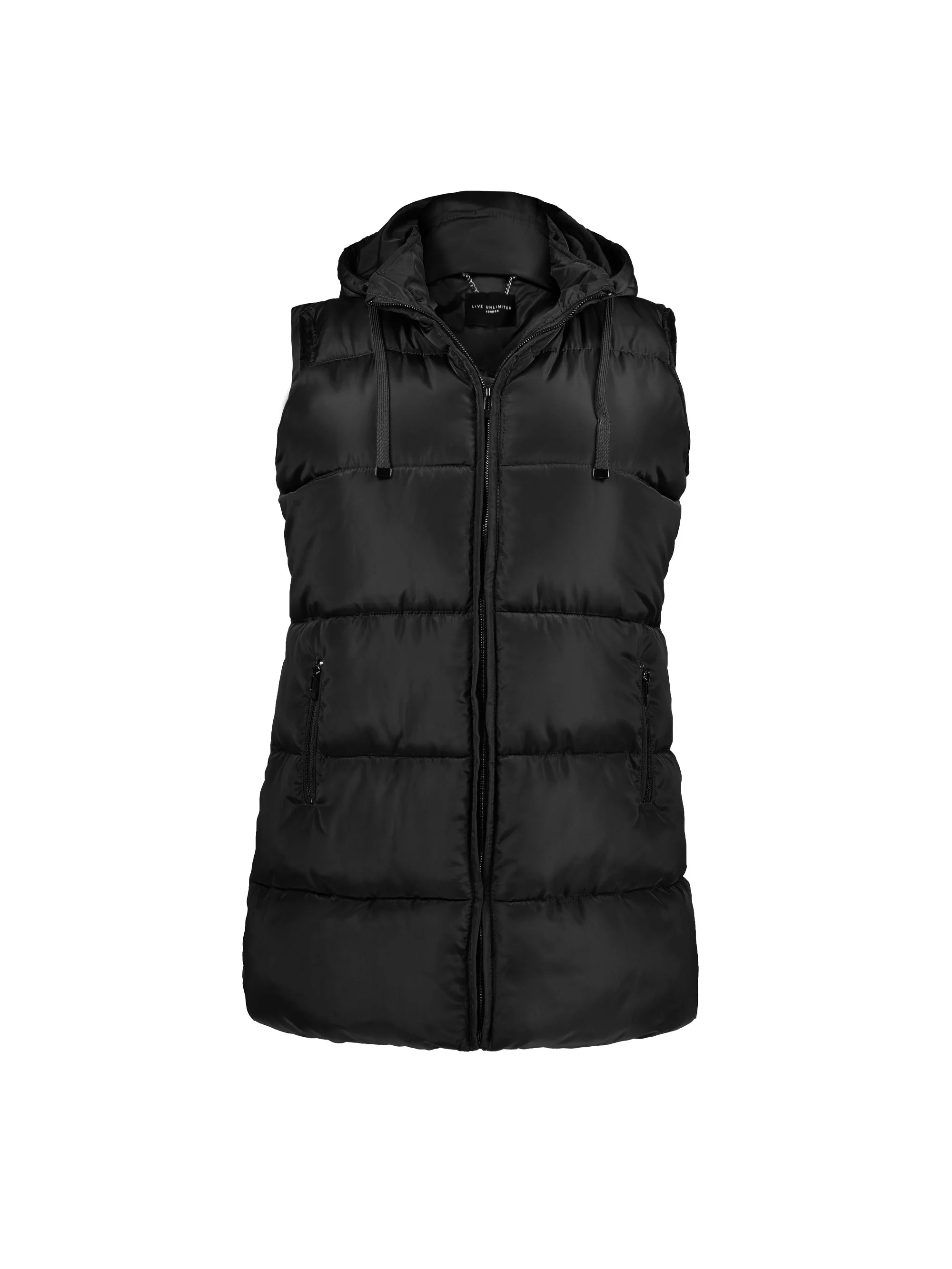 Black Longline Padded Gilet - Image 8