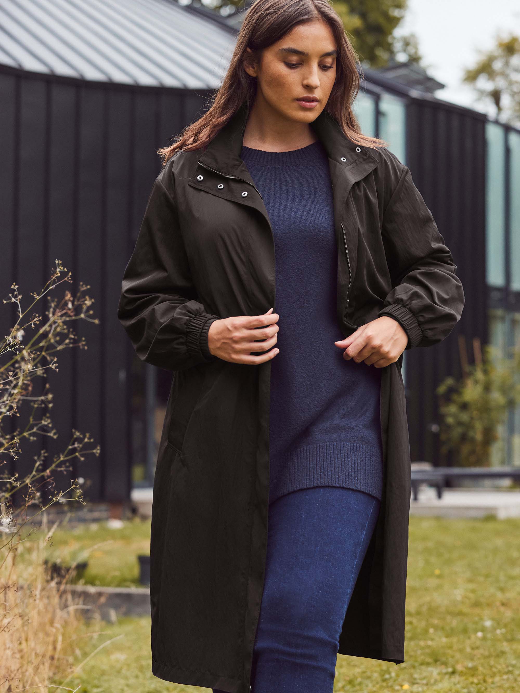 Black Longline Raincoat - Image 3