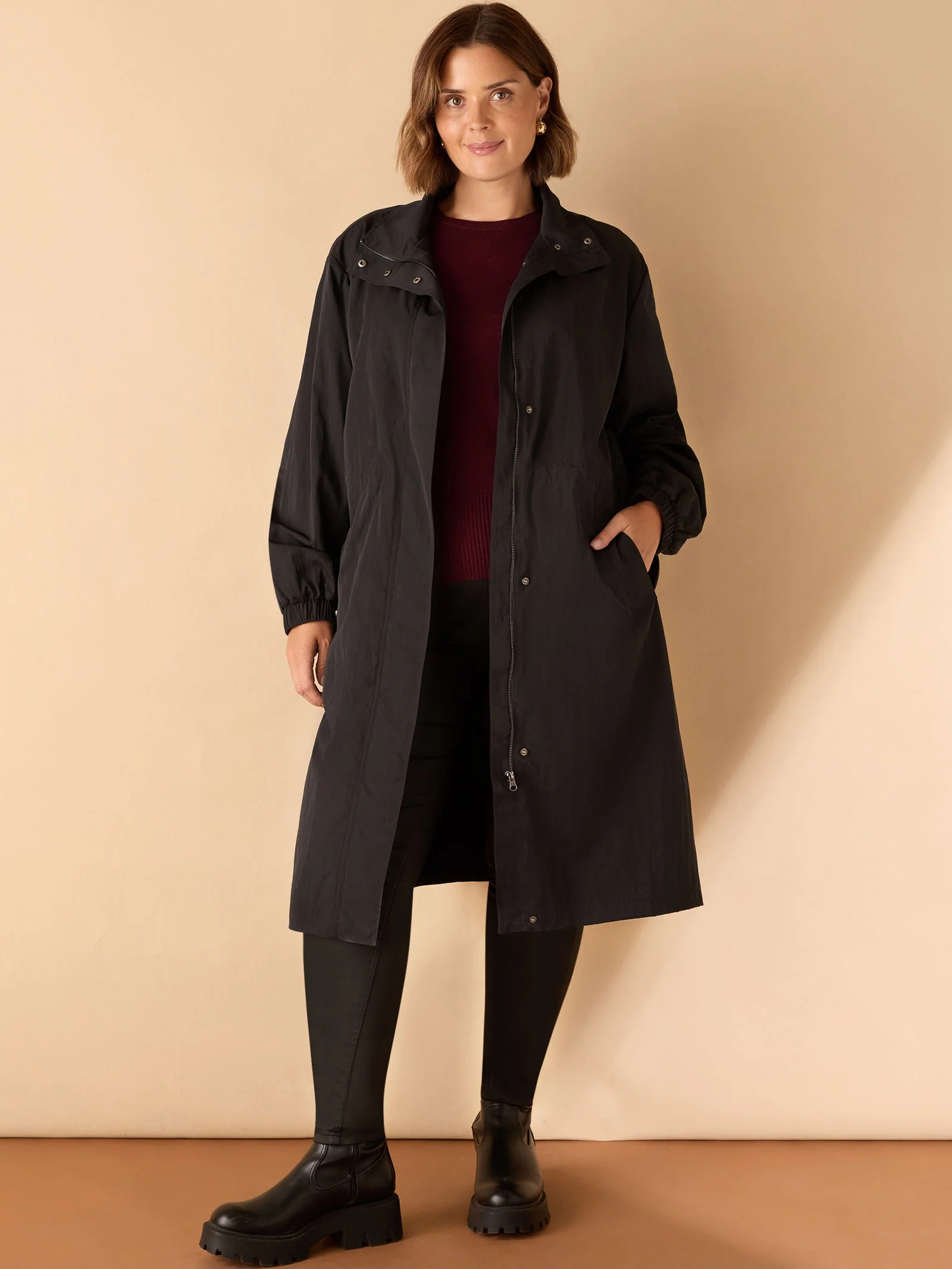 Black Longline Raincoat - Image 4