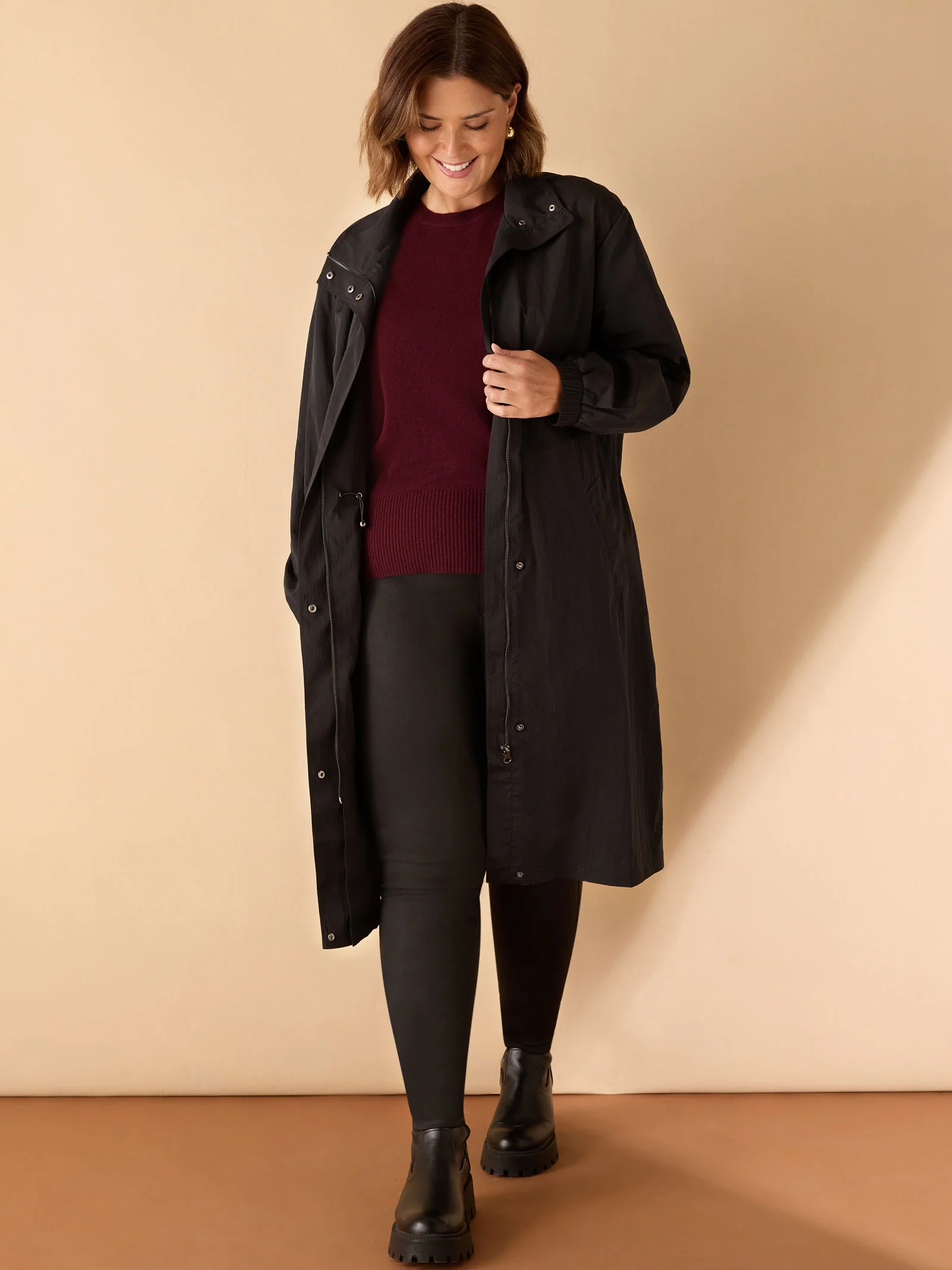 Black Longline Raincoat - Image 5