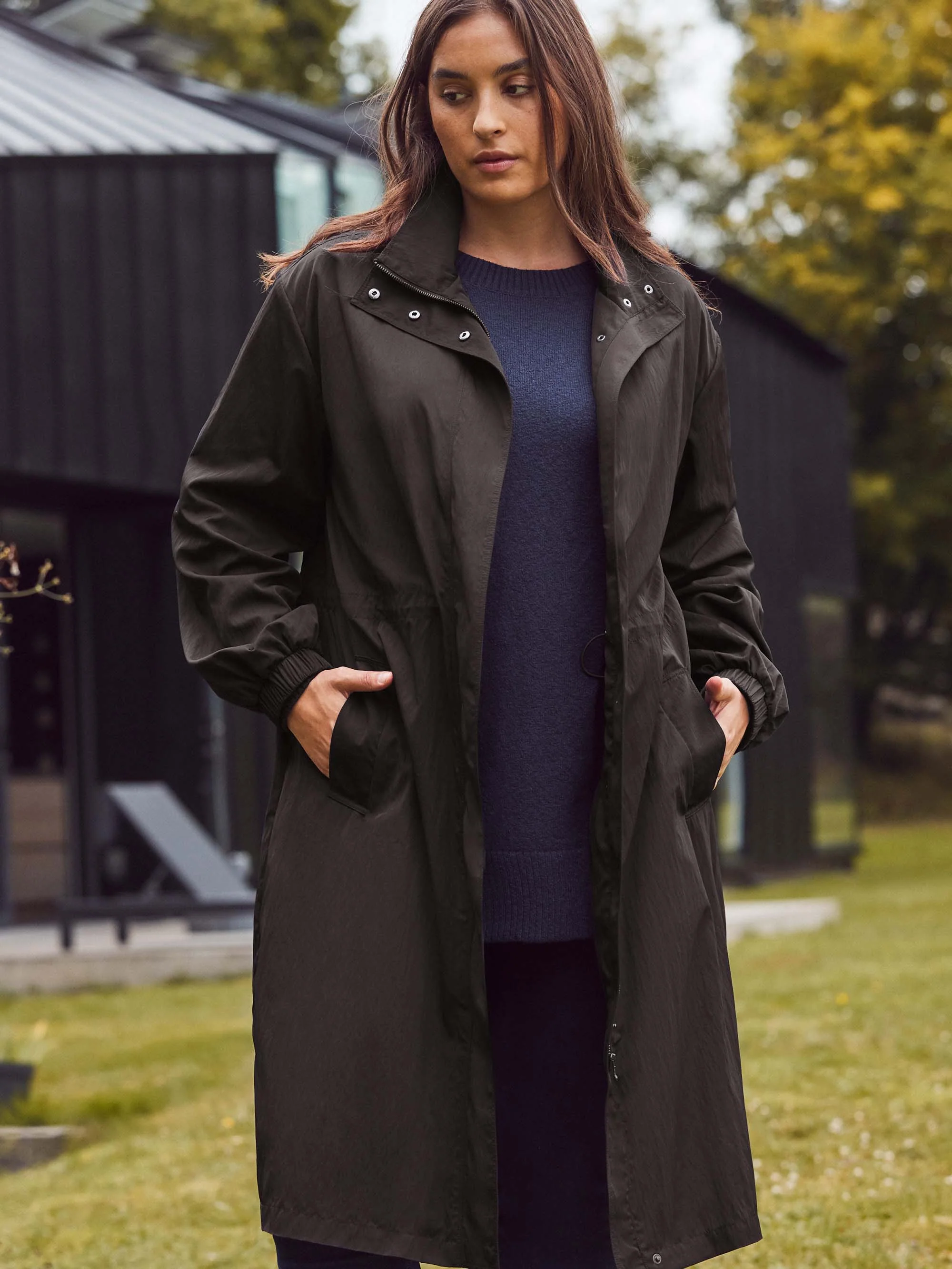 Black Longline Raincoat - Image 8