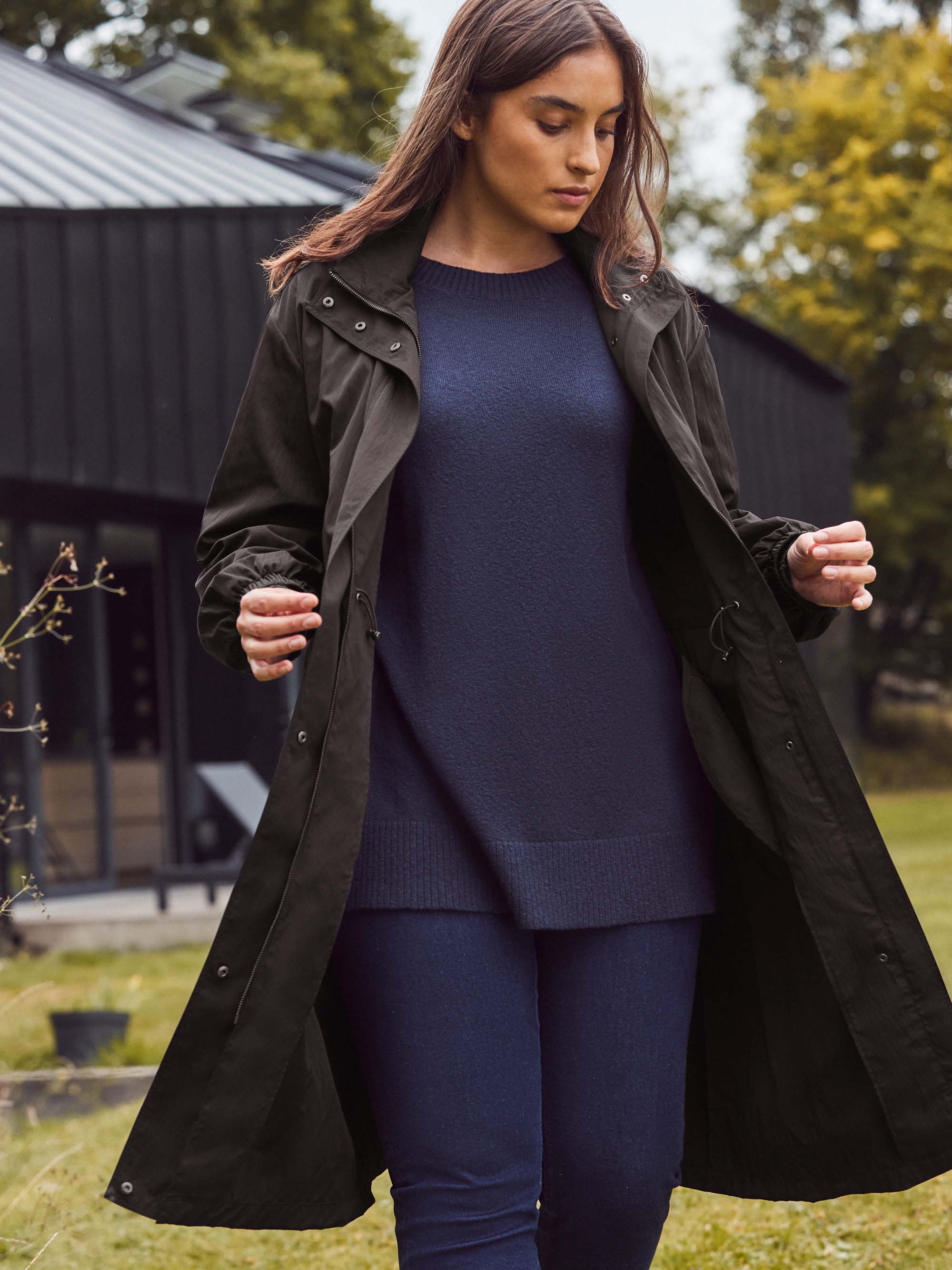 Black Longline Raincoat - Image 9
