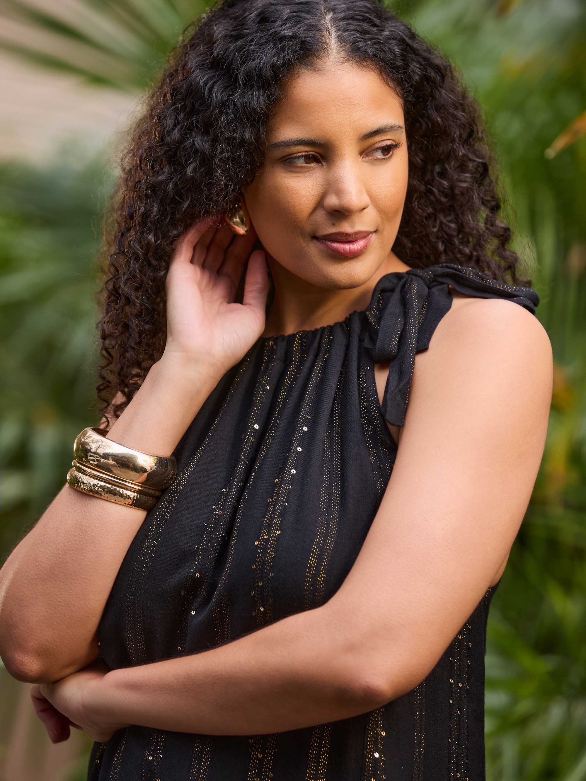 Black Lurex Halter Neck Maxi Dress - Image 4