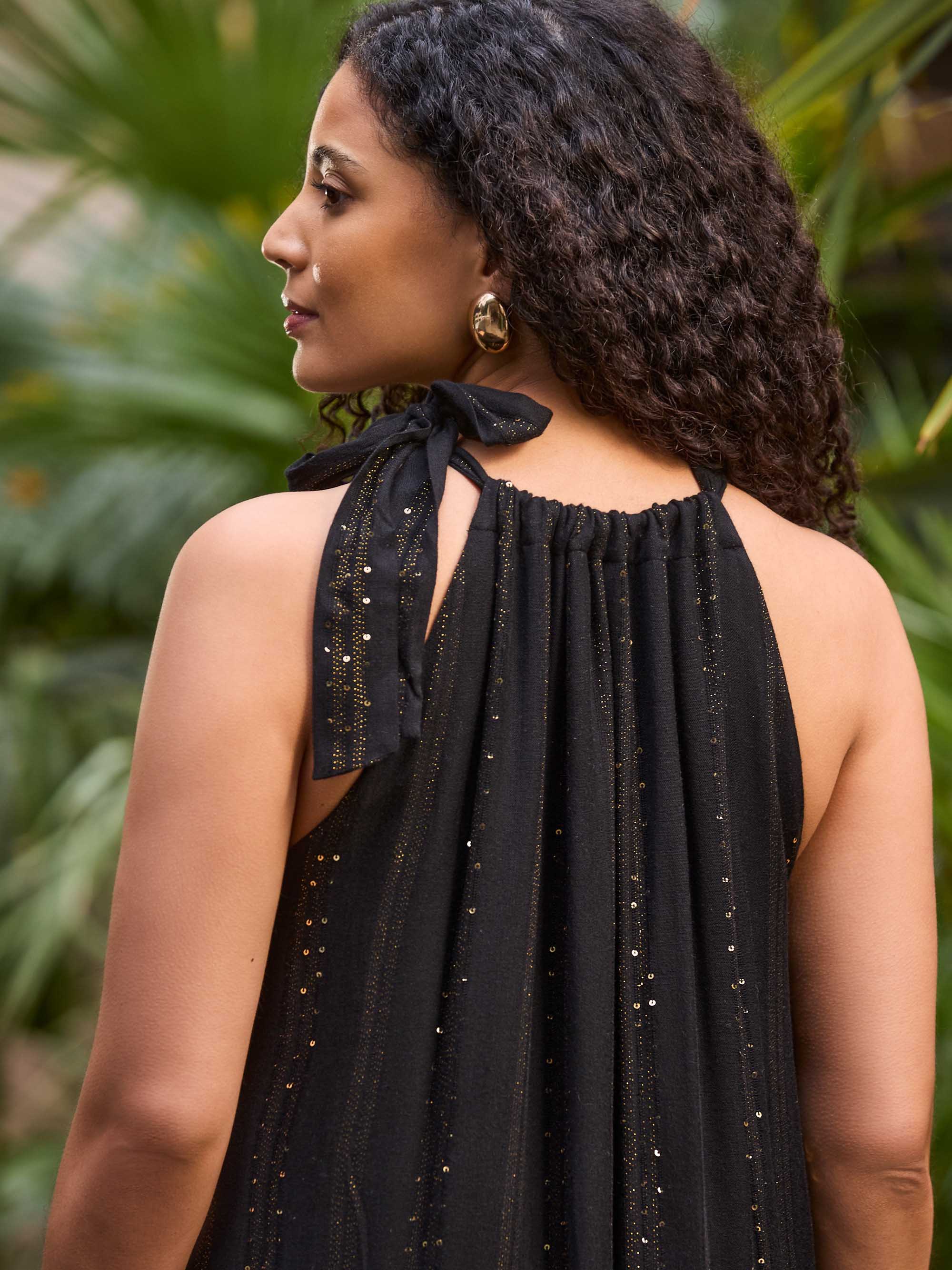 Black Lurex Halter Neck Maxi Dress - Image 6