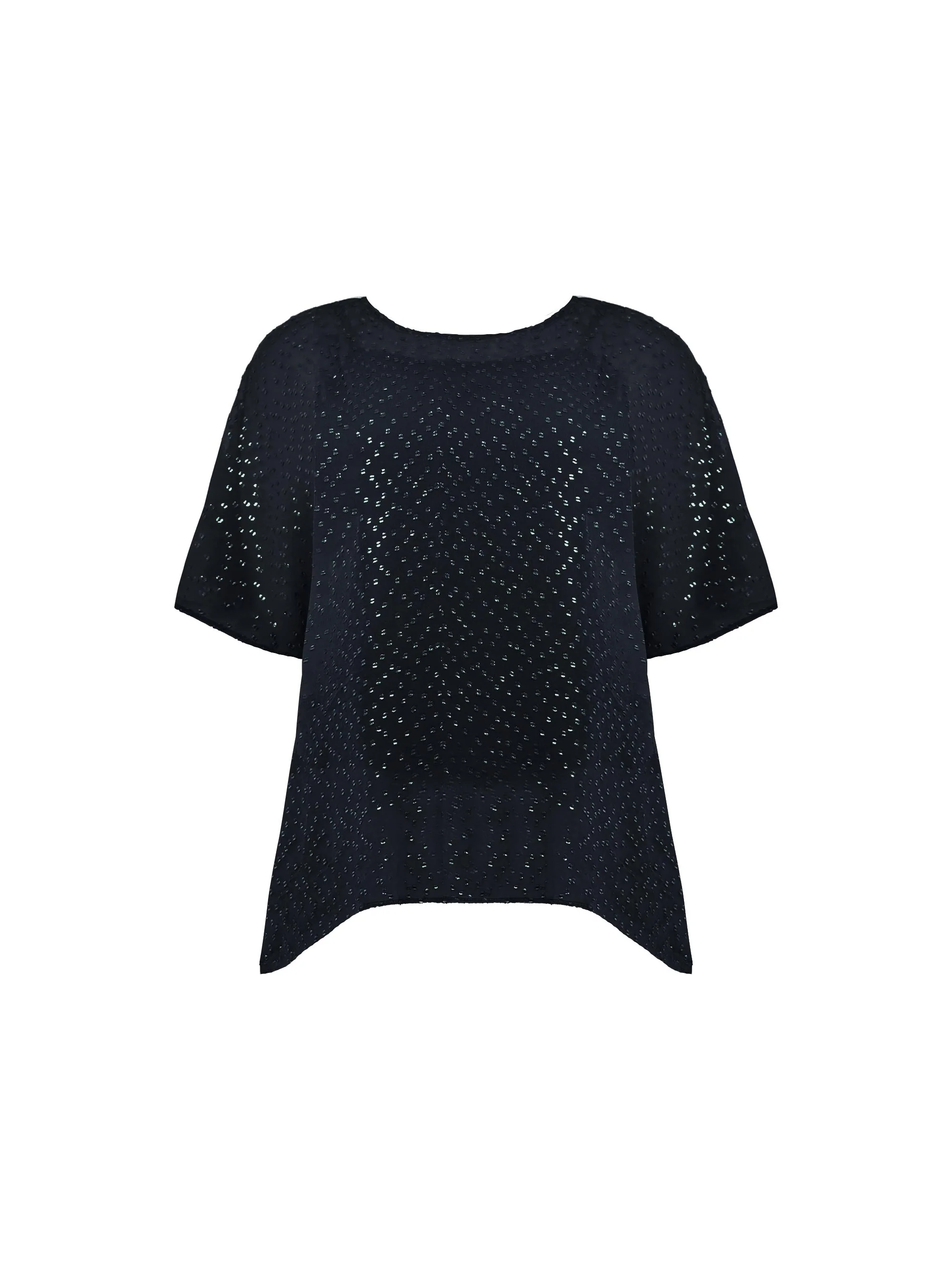 Black Metallic Dobby Overlay Top - Image 5