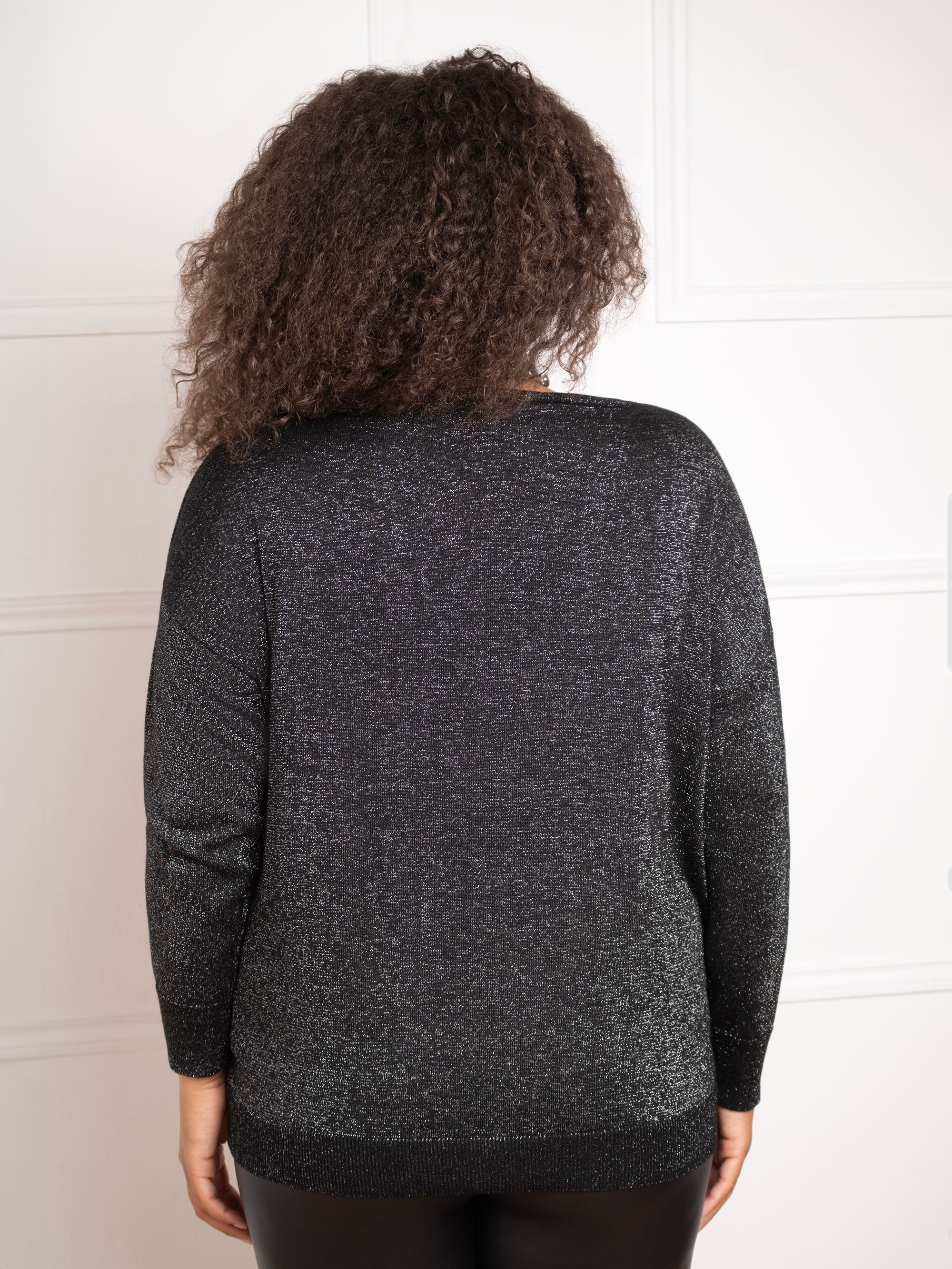 Black Metallic Wrap Jumper - Image 6