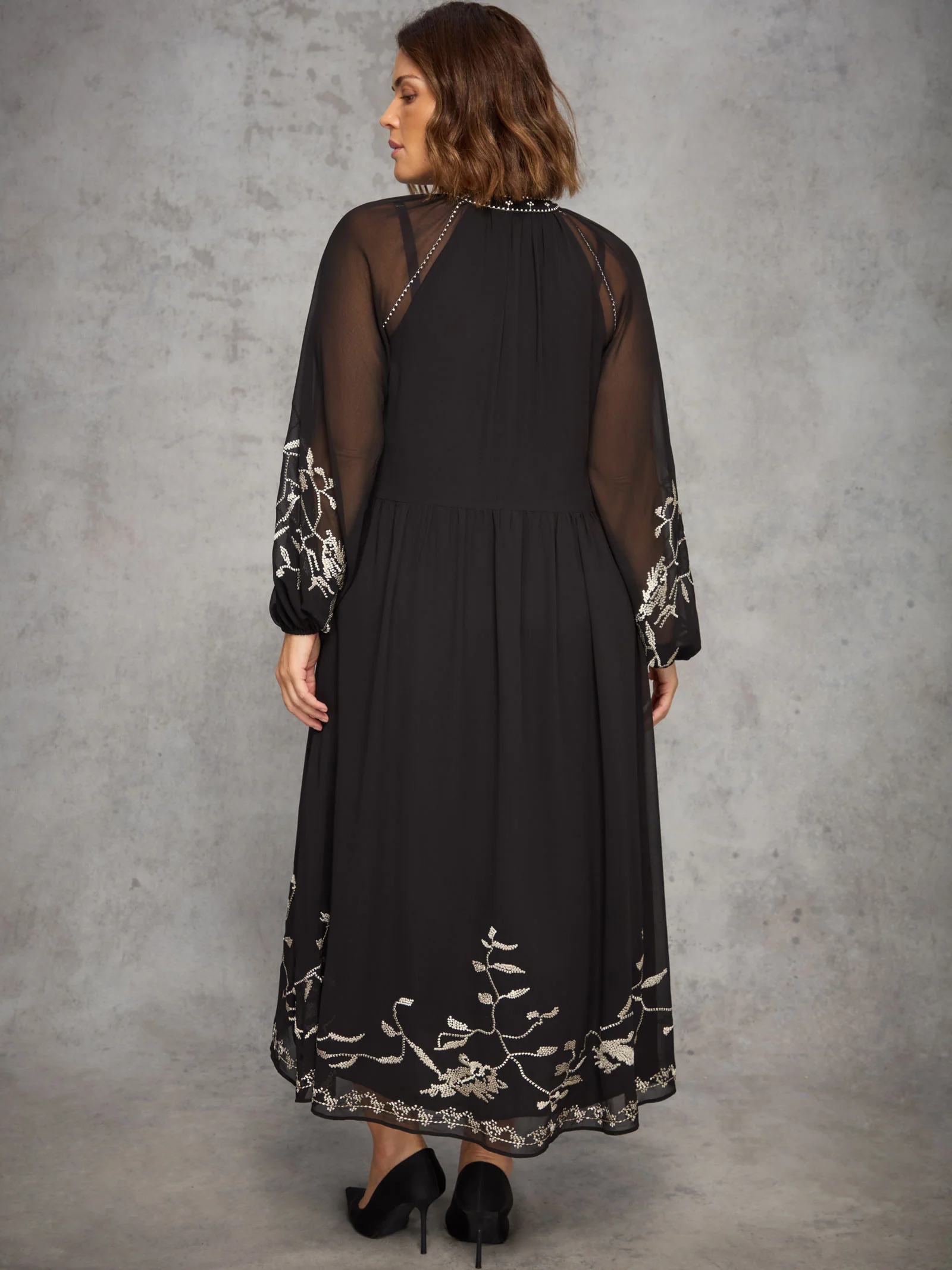Black Midaxi Dress With Gold Embellishment - Image 6