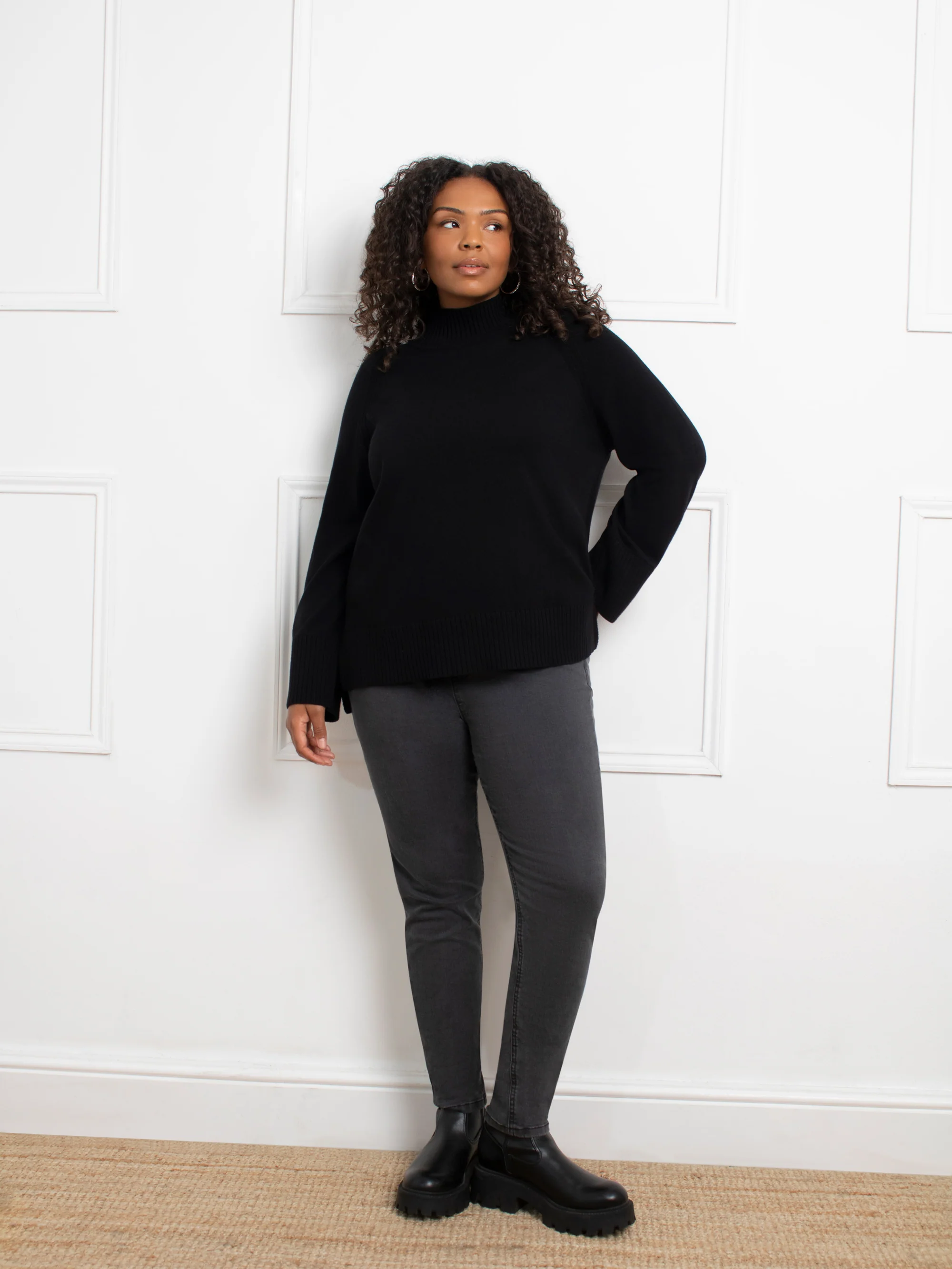 Black Mock Neck Jumper - Image 3