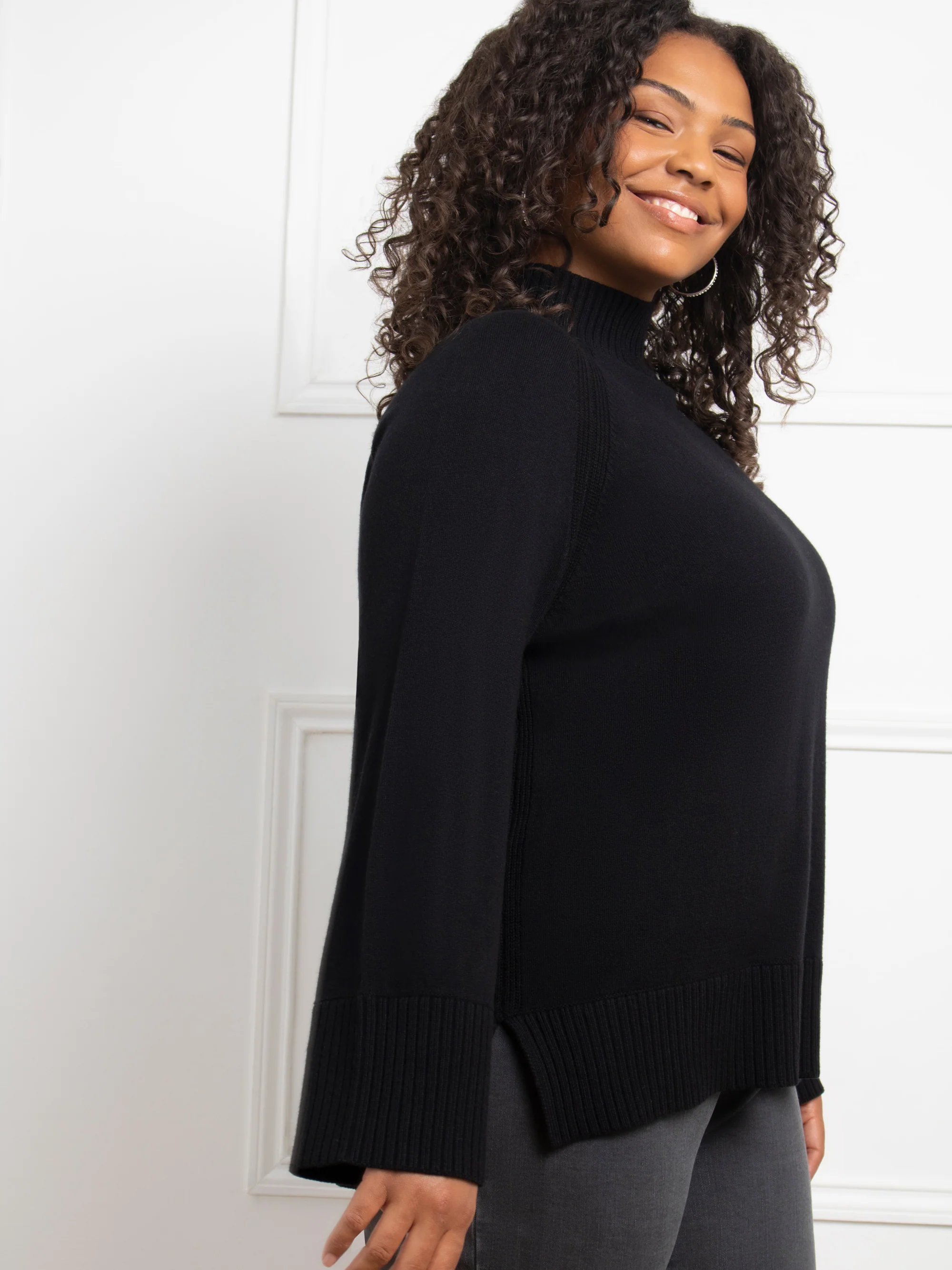 Black Mock Neck Jumper - Image 7