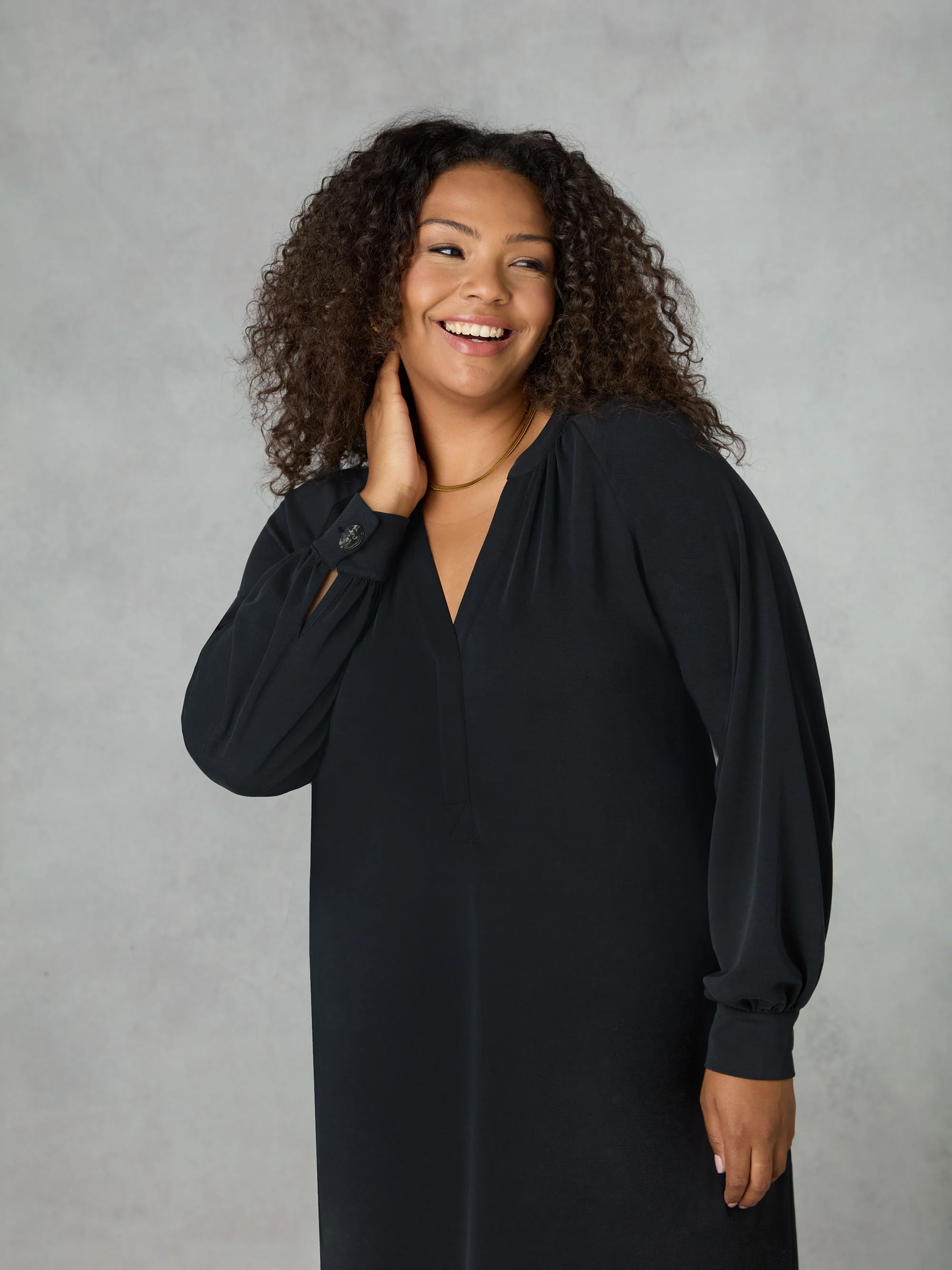 Black Modal Jersey Swing Dress - Image 2