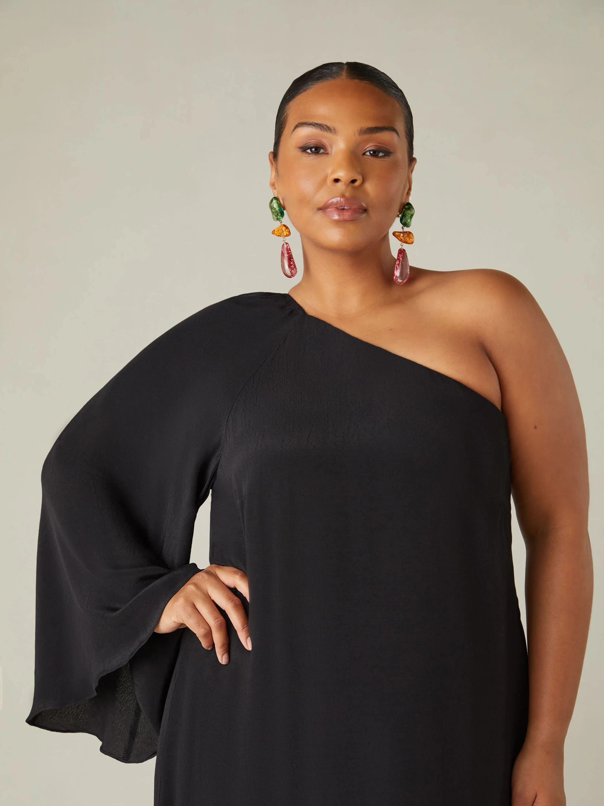 Black One Shoulder Maxi Dress - Image 5