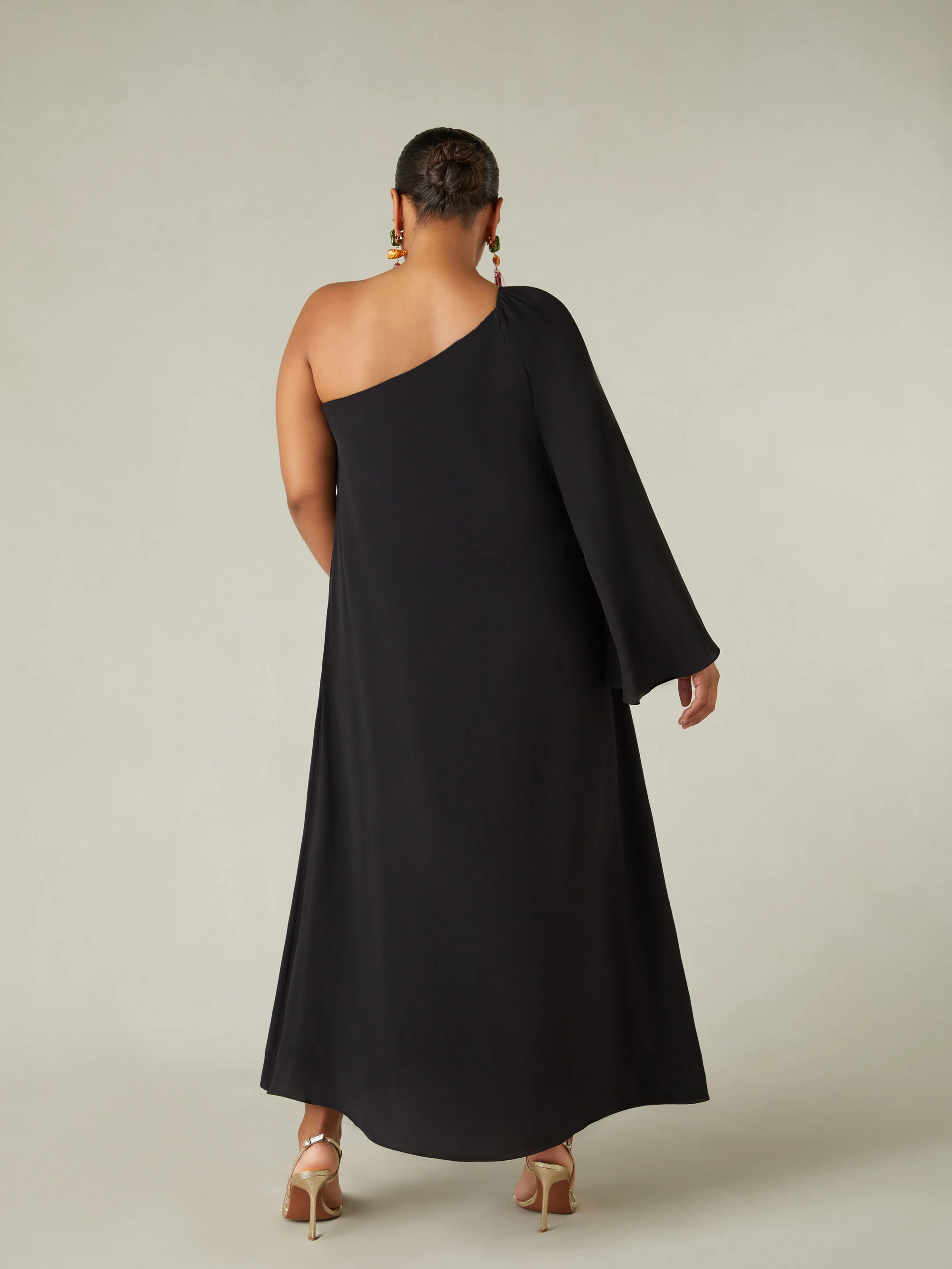 Black One Shoulder Maxi Dress - Image 6