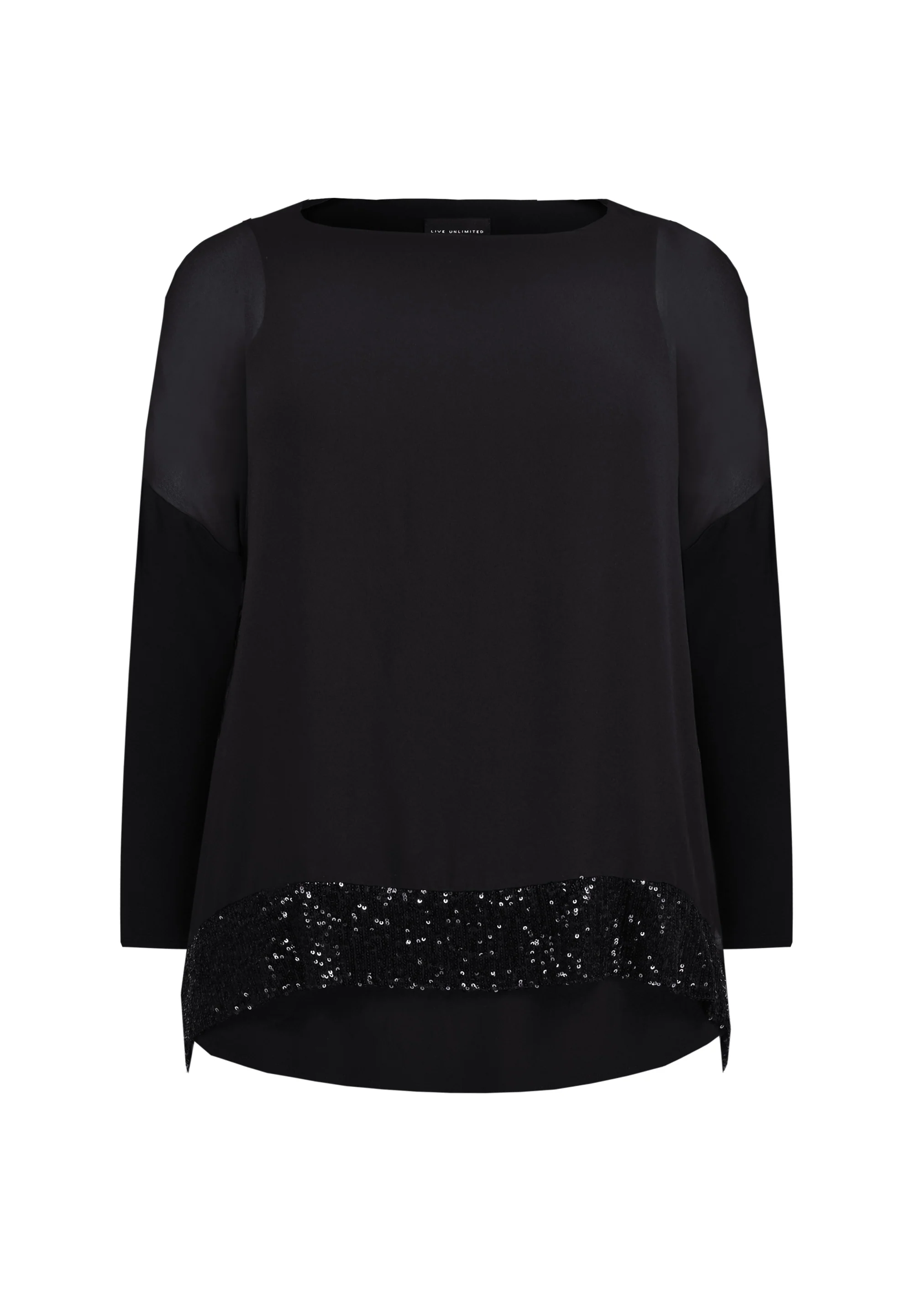 Black Sequin Hem Chiffon Overlayer Top - Image 3